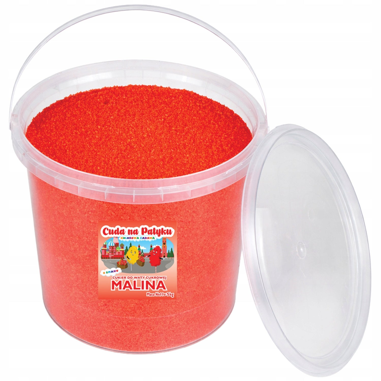 Colourful Sugar for Cotton Candy Flavoured for Machines 5 kg Raspberry Packaging status original