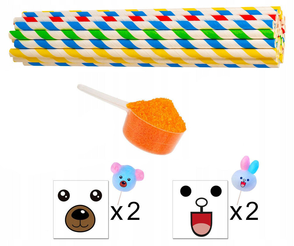Colourful Sugar for Cotton Candy for Flavour Machine STICKS SET 11x100g Manufacturer code Zestaw 11 kolorowych cukrów do waty cukrowej