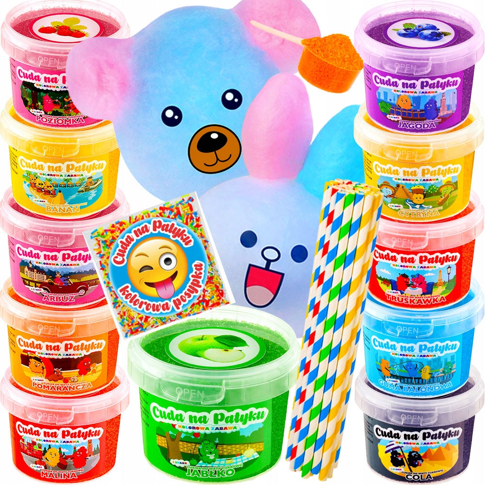 Colourful Sugar for Cotton Candy for Flavour Machine STICKS SET 11x100g