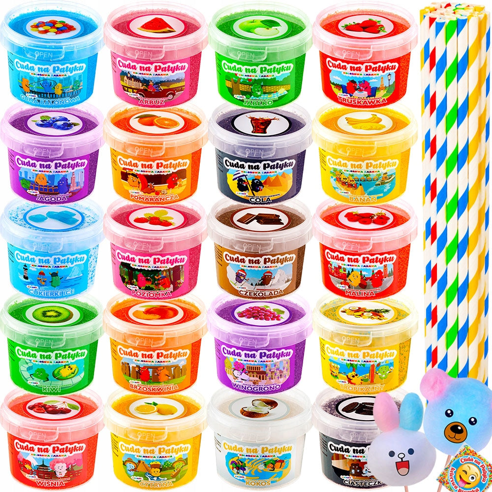 Colourful Sugar for Cotton Candy for Flavour Machine STICKS SET 20x100g