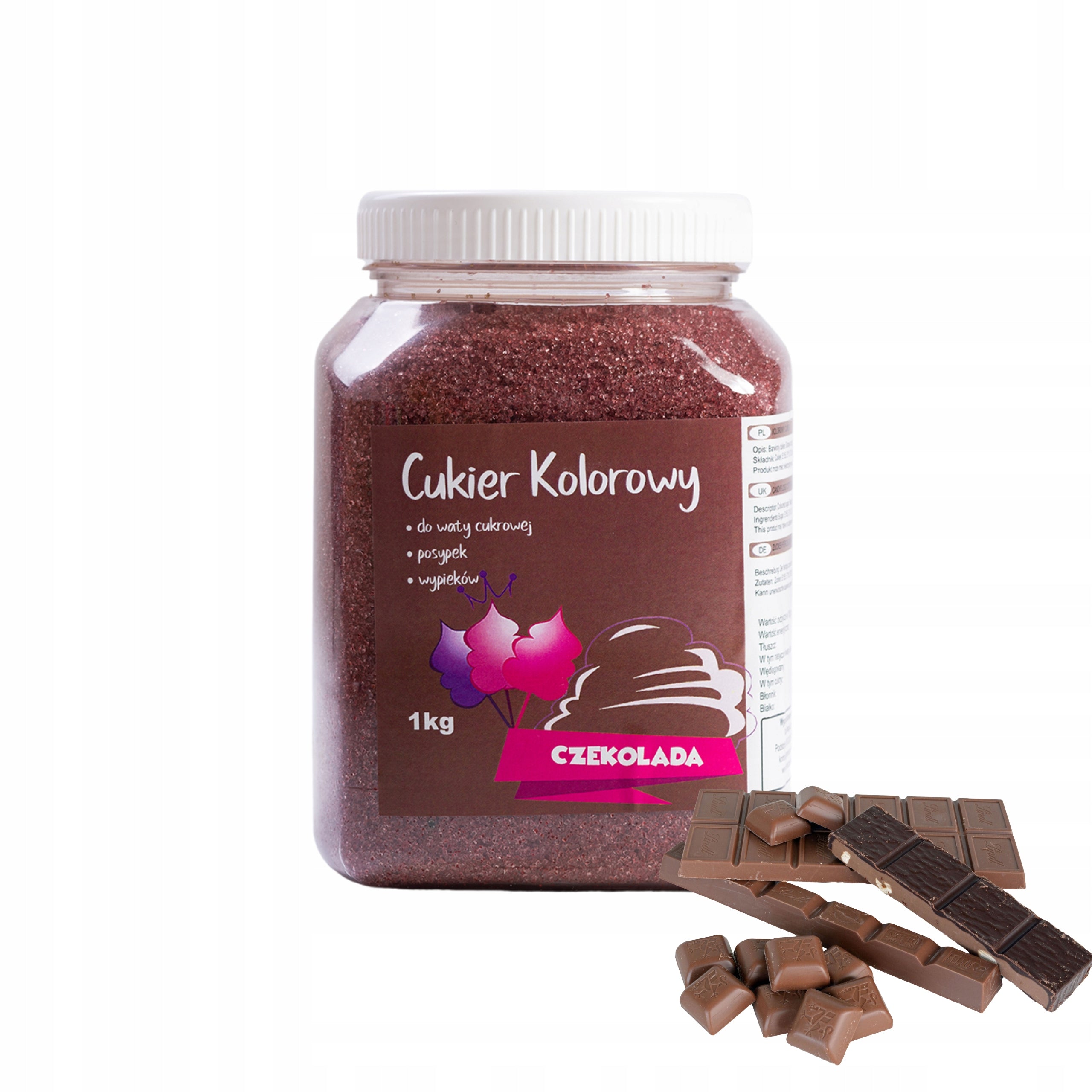 Colourful sugar for cotton candy Chocolate 1kg Packaging status original