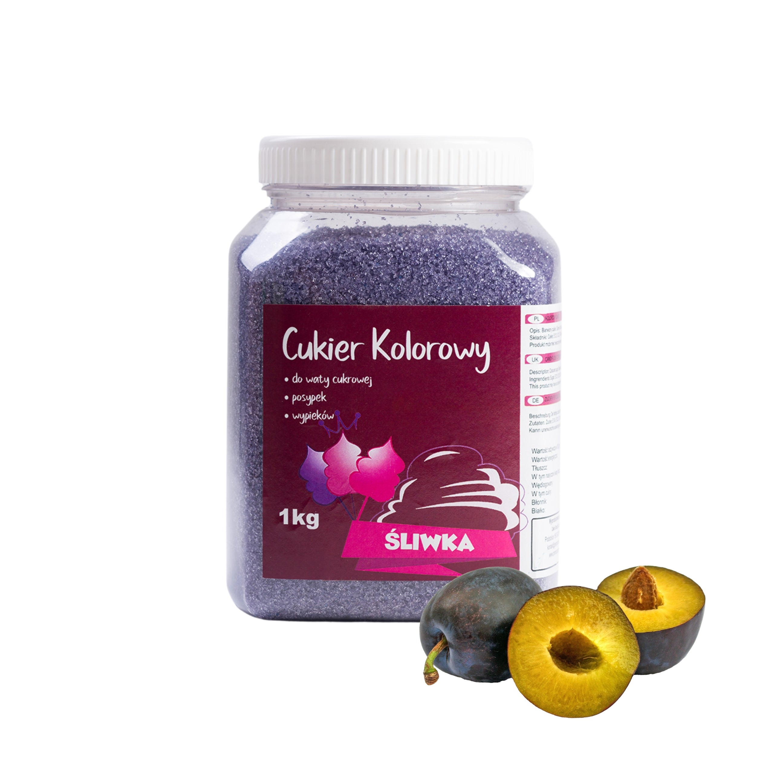 Colourful sugar for cotton candy Plum 1kg Manufacturer code 0912