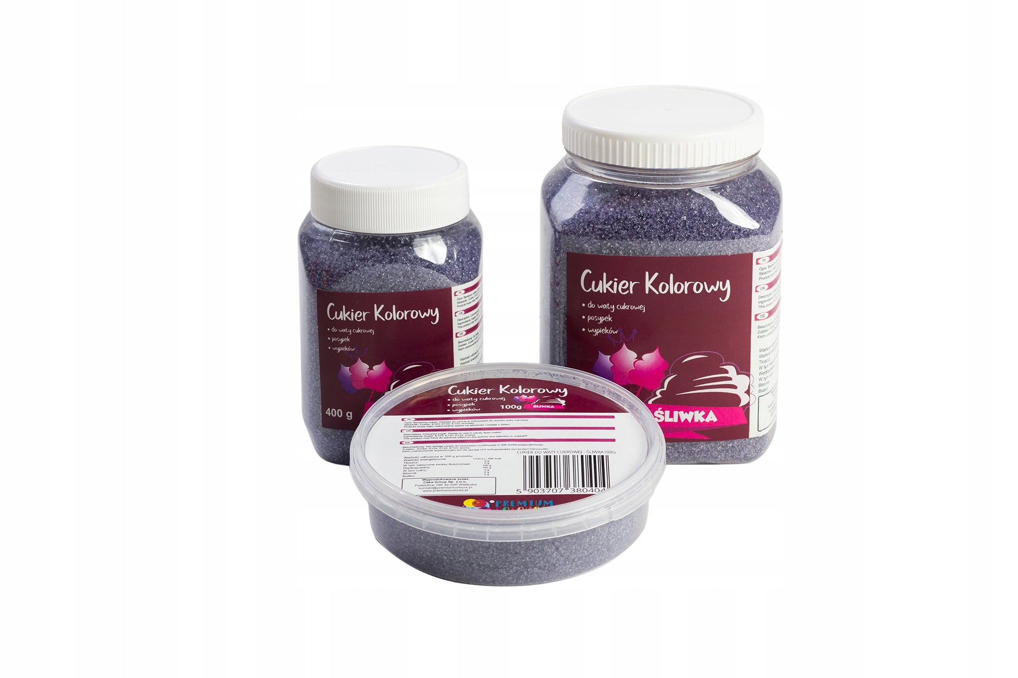 Colourful sugar for cotton candy Plum 1kg Packaging status original