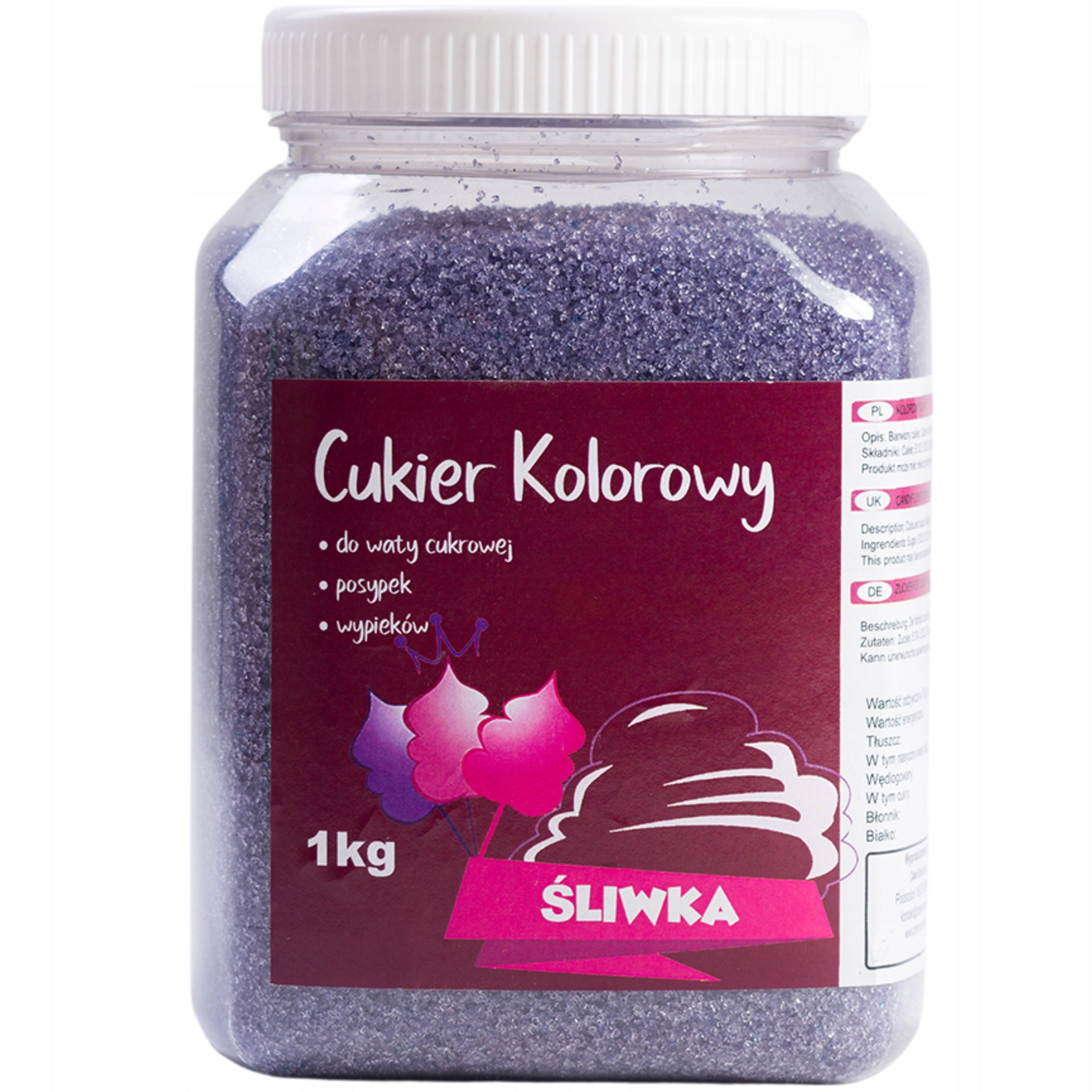 Colourful sugar for cotton candy Plum 1kg