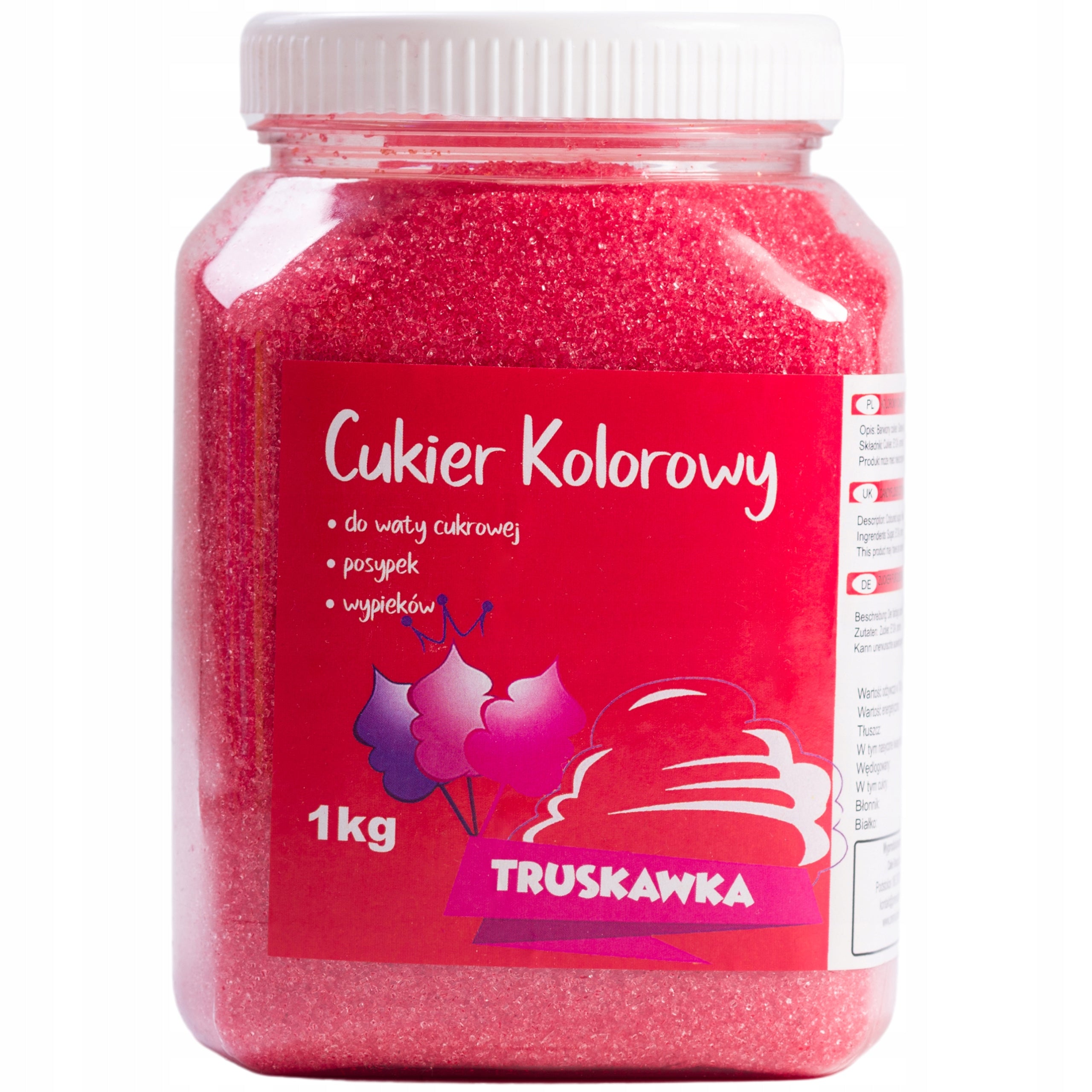 Colourful sugar for cotton candy Strawberry 1kg