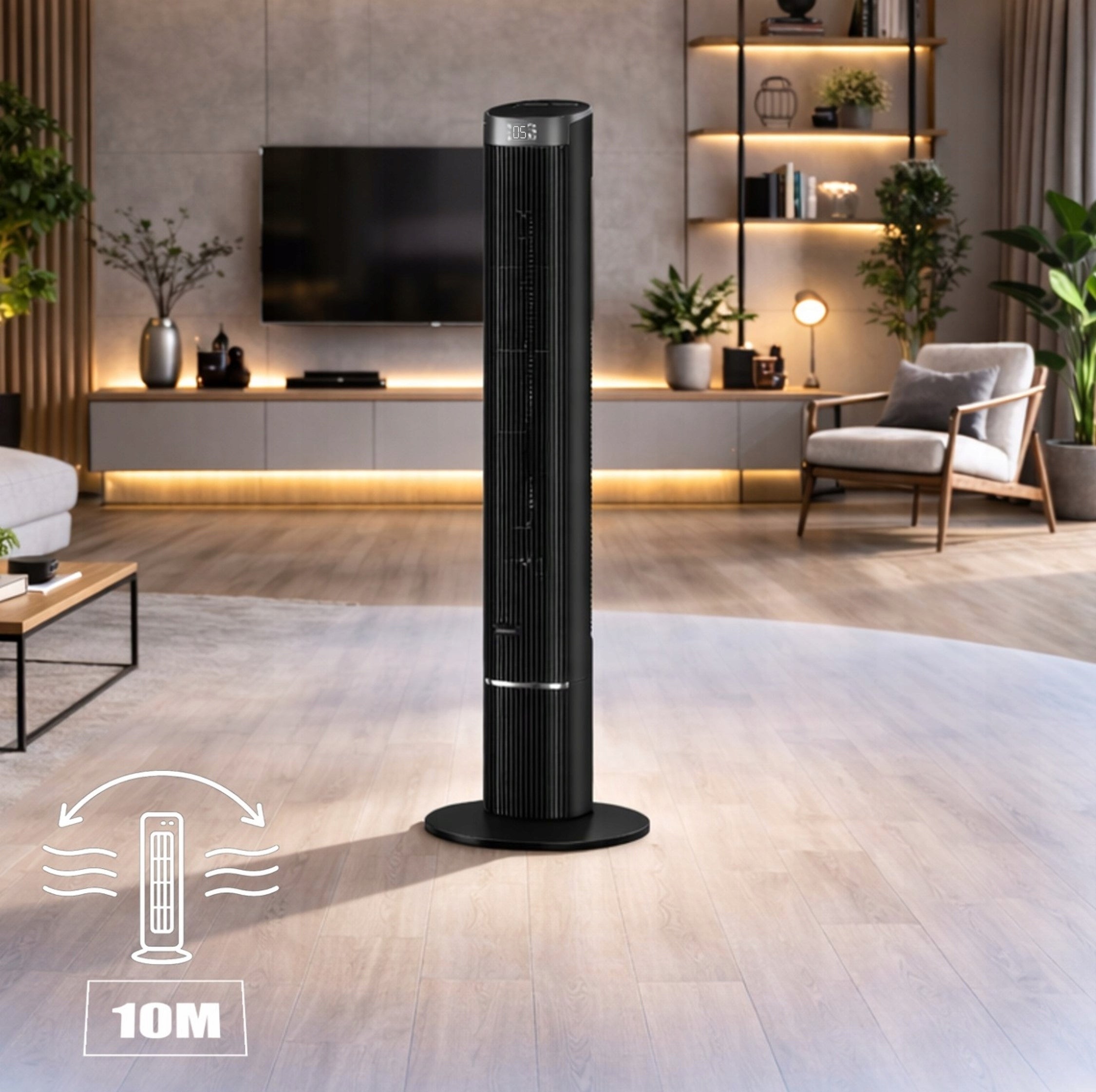 Column Fan 12 Speeds Smart 110 Cm 40W Led Remote Control Xxl Dominant color black