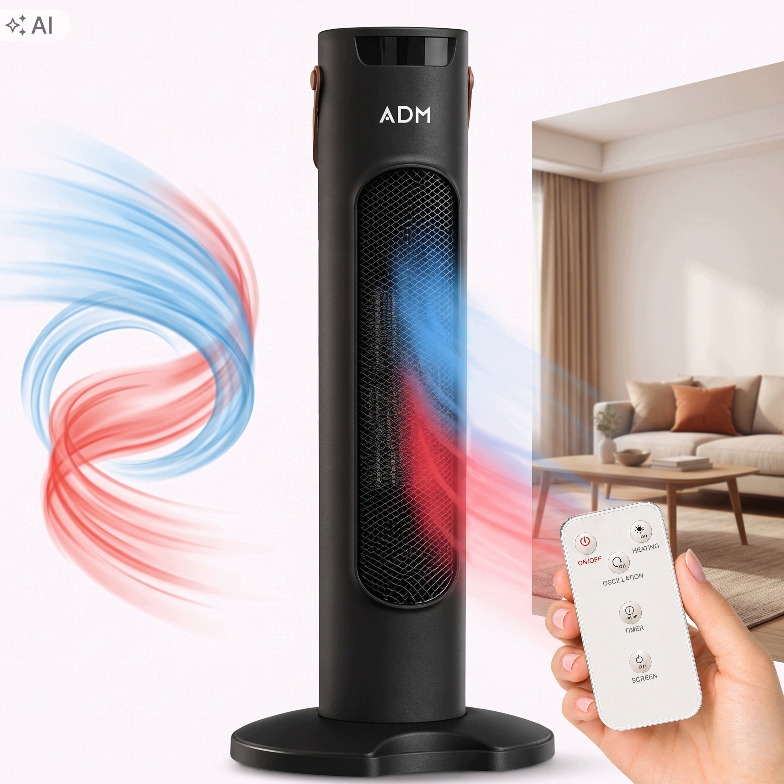 Column Fan ADM 6062-1 2in1 Cool Breathing Black Oscillation