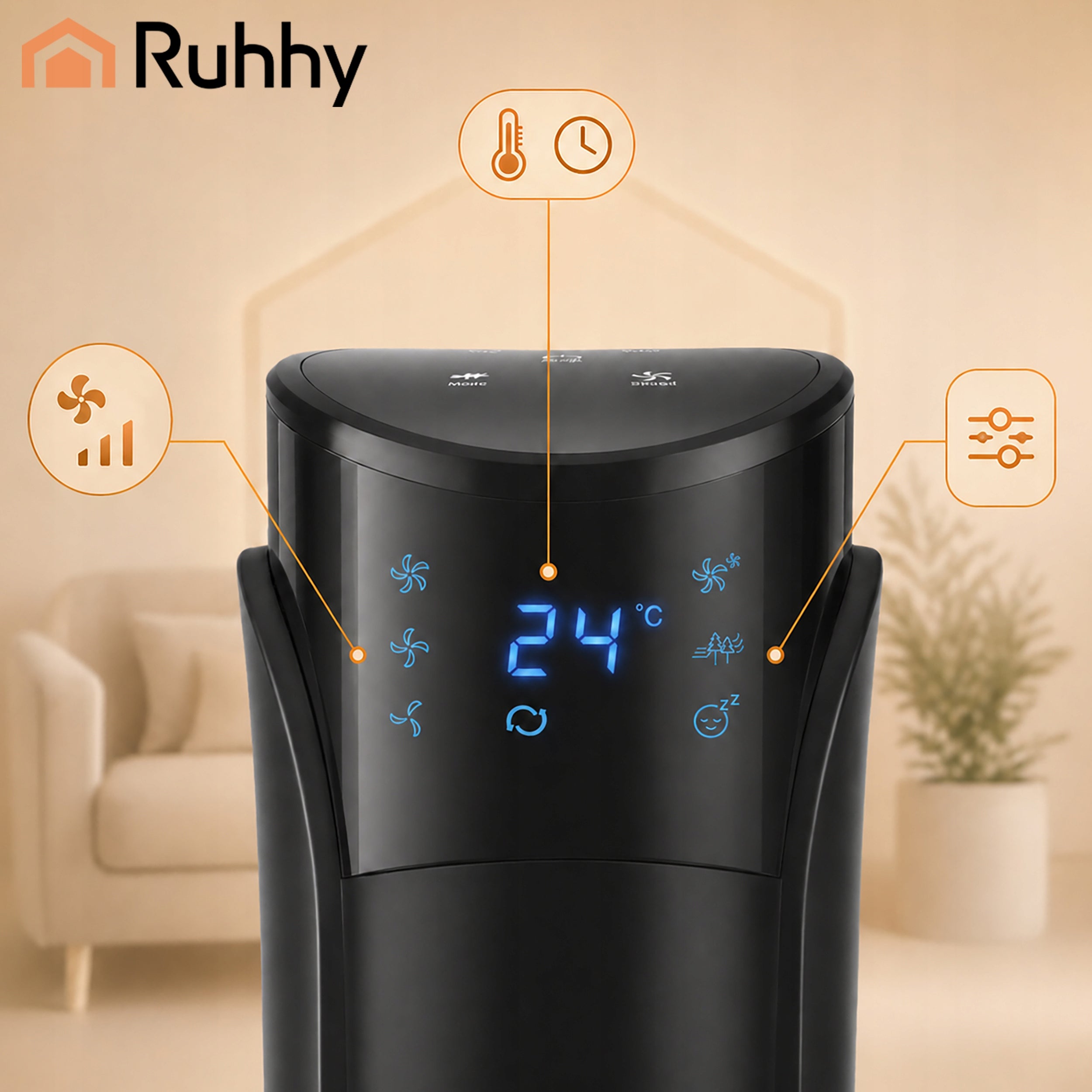 Column Fan Quiet Standing Floor Windmill 83cm Remote Control + LED Fan type column
