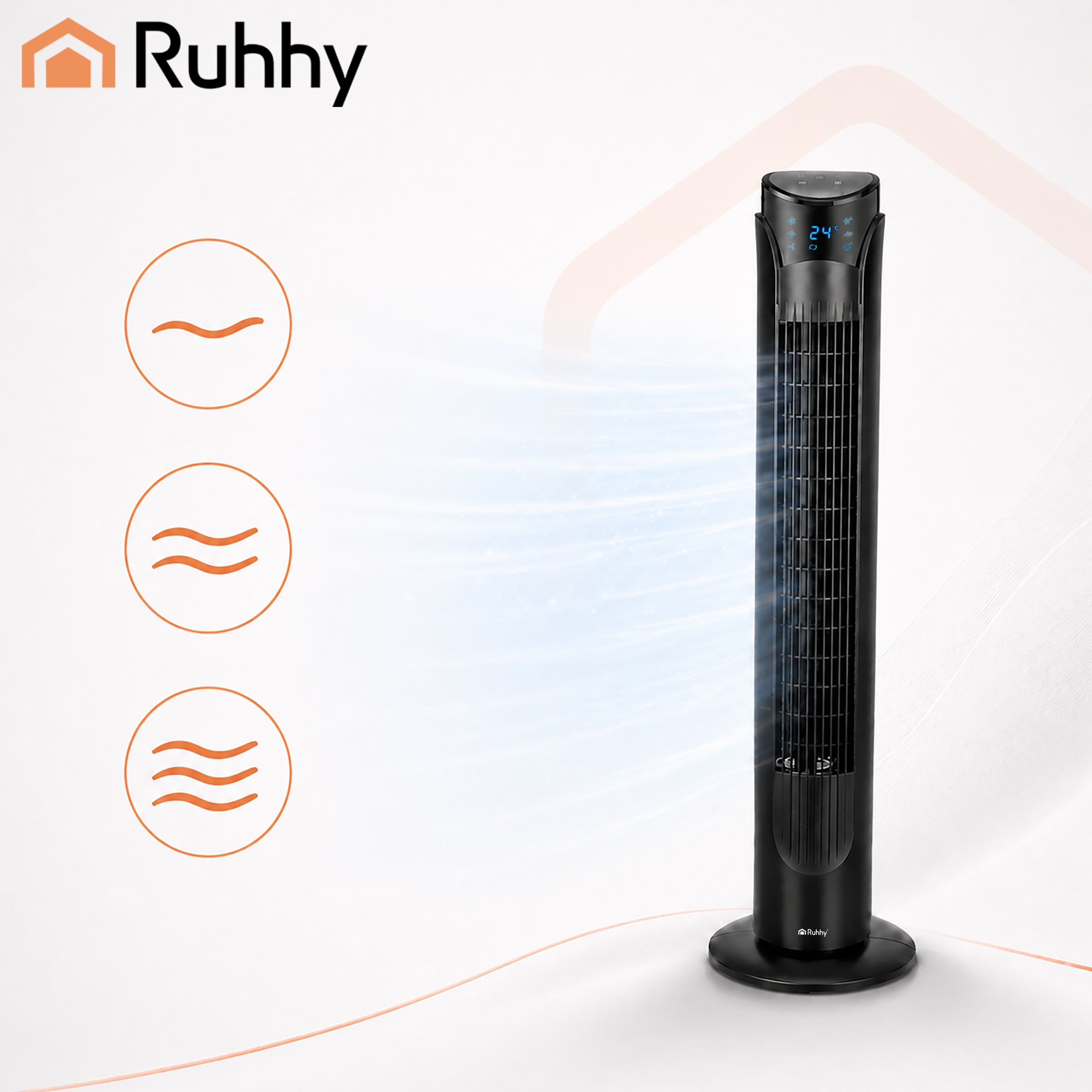 Column Fan Quiet Standing Floor Windmill 83cm Remote Control + LED Functions oscillation timer
