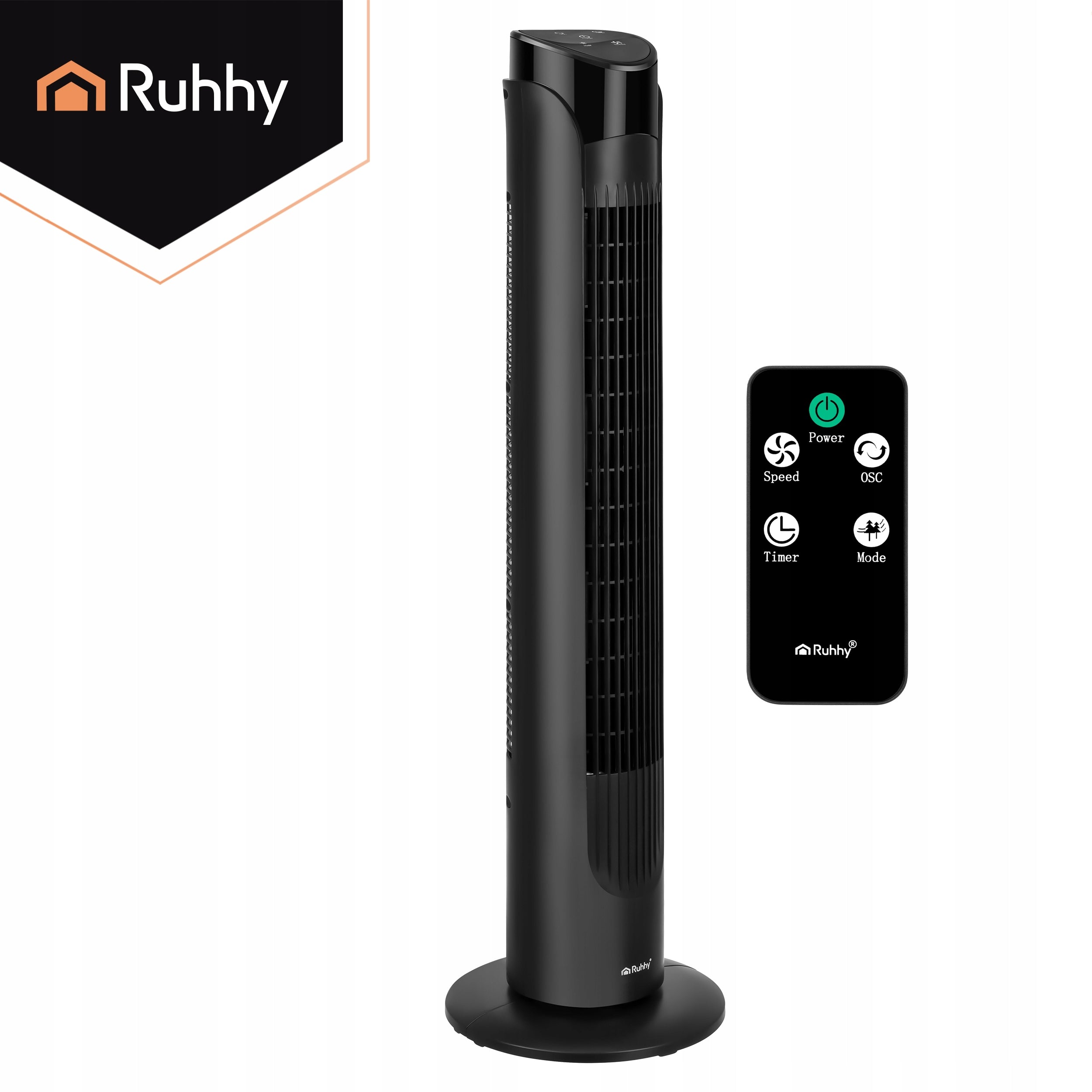 Column Fan Quiet Standing Floor Windmill 83cm Remote Control + LED Manufacturer code Wentylator kolumnowy 83cm czarny +pilot Ruhhy