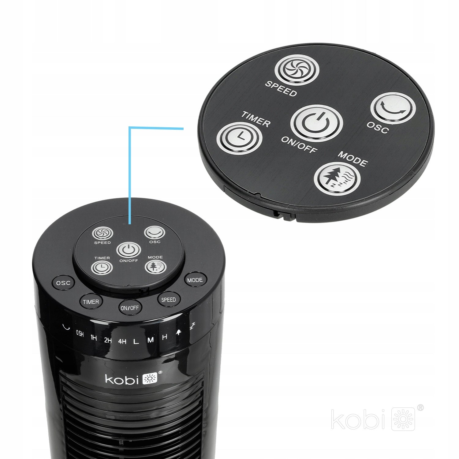 Column Fan Tuba Air Circulator Windmill Standing Black 45W Brand Kobi