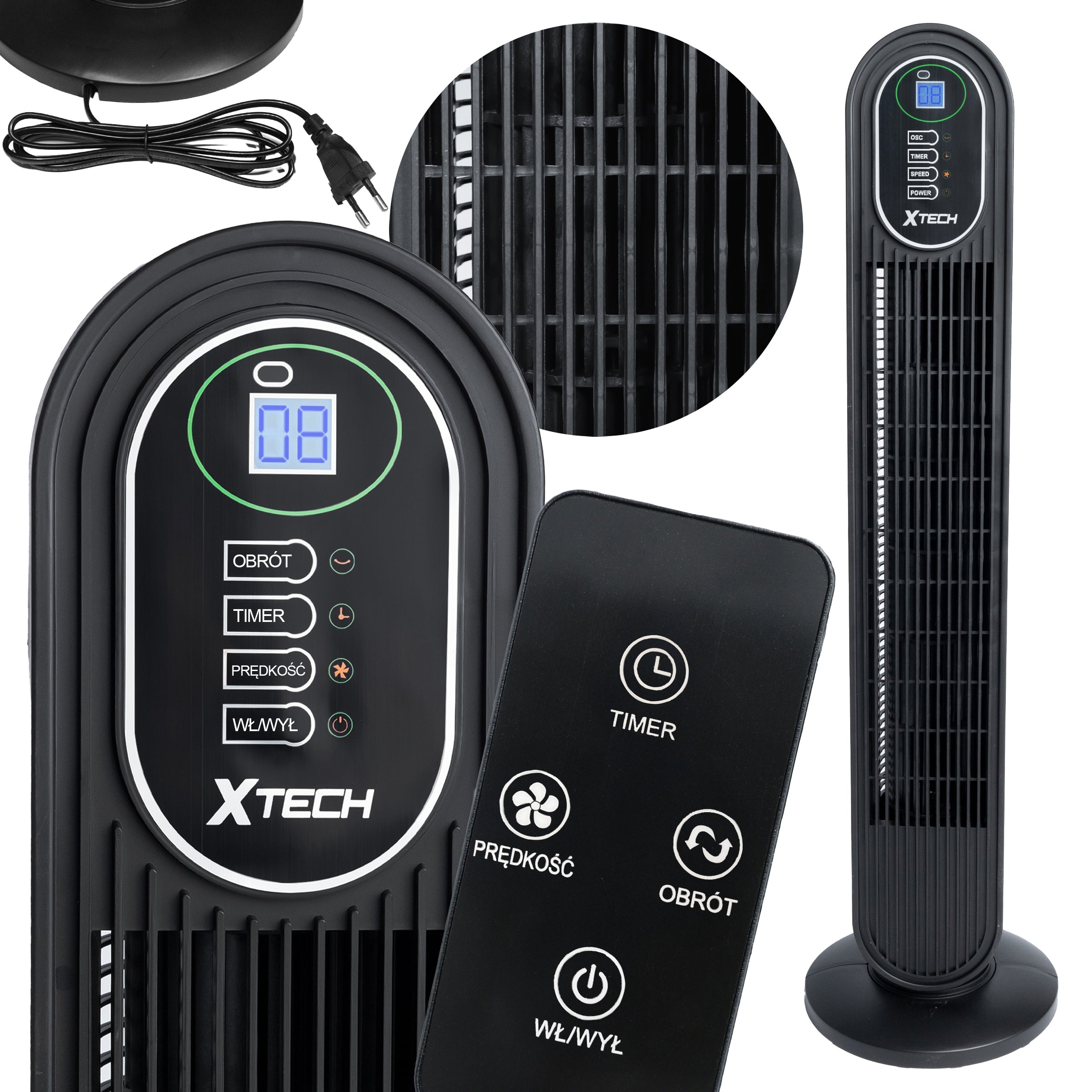 Column Standing Fan Large Quiet Powerful Windmill Black Home Office