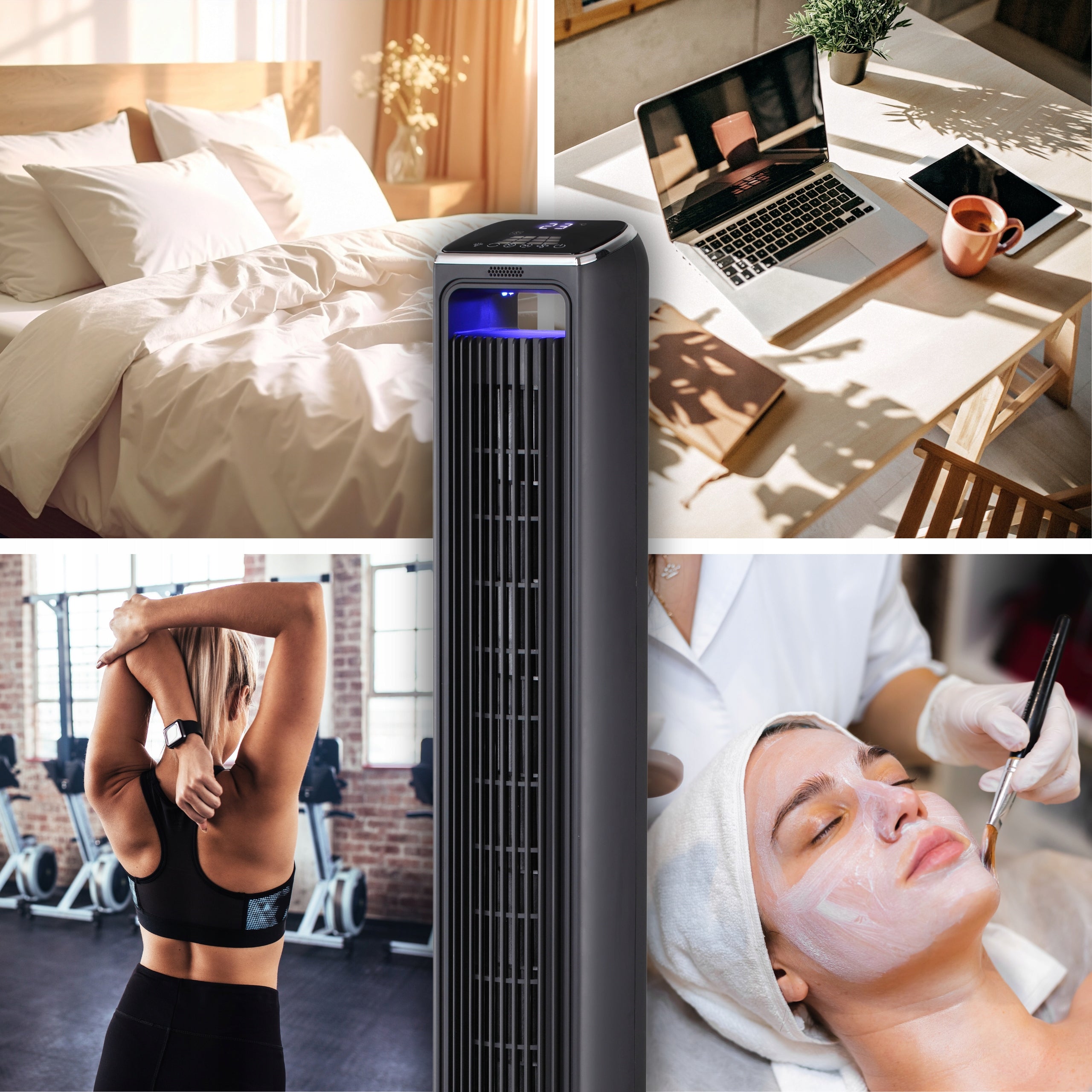 Column fan AROMA fan STANDING quiet +WiFi +IONIZATION+SCENT Dominant color black