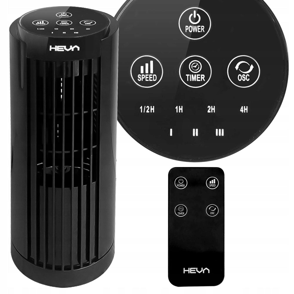 Column fan HEVA PIX desk fan quiet standing LED remote control