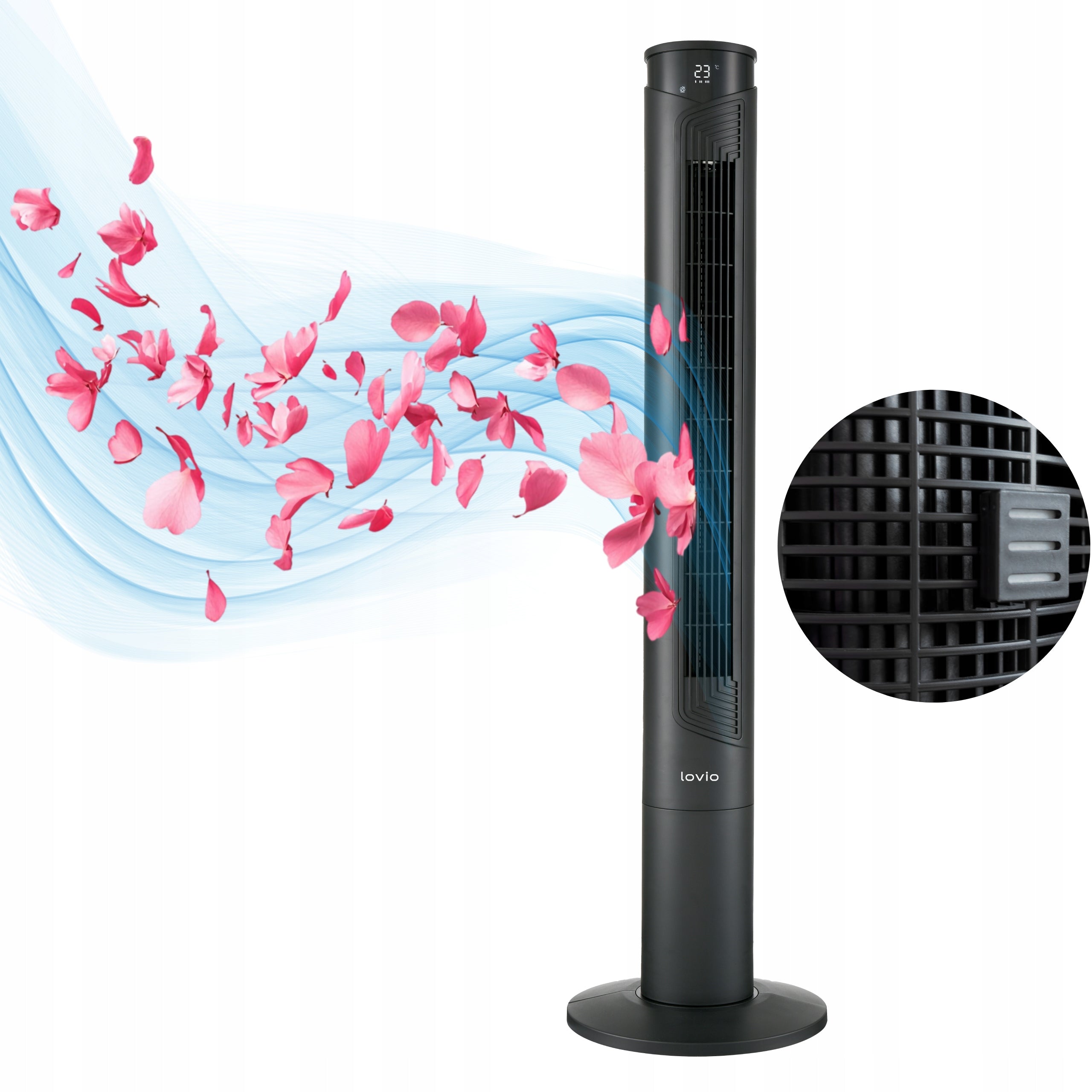 Column fan floor standing fan PILOT BLACK XXL 118cm quiet Model AirWave