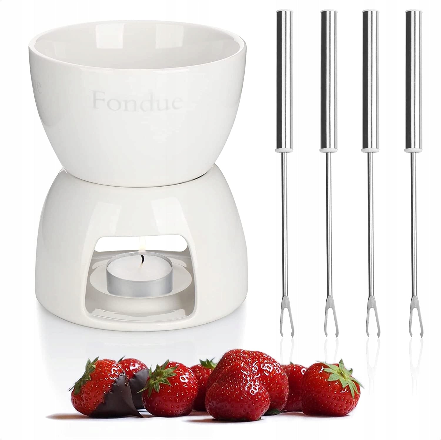 Com-four FONDUE FOR CHOCOLATE PORCELAIN SET