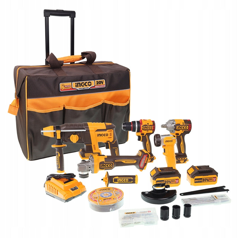 Combo Cordless Tool Set, 5 Pack + 2 Batteries, Carry Bag