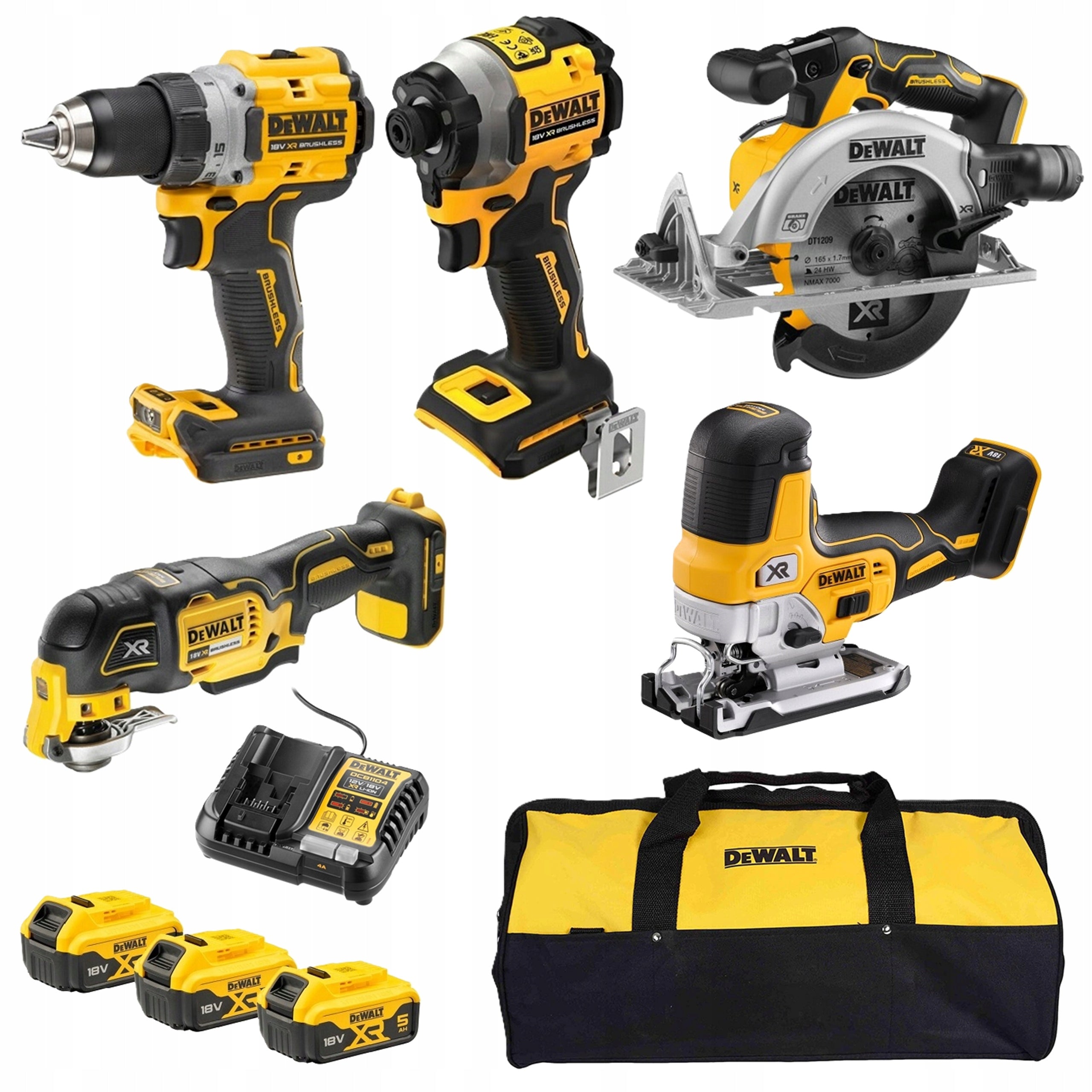 Combo Set 18V DeWalt 6EL 3X5AH BAG Packaging status original