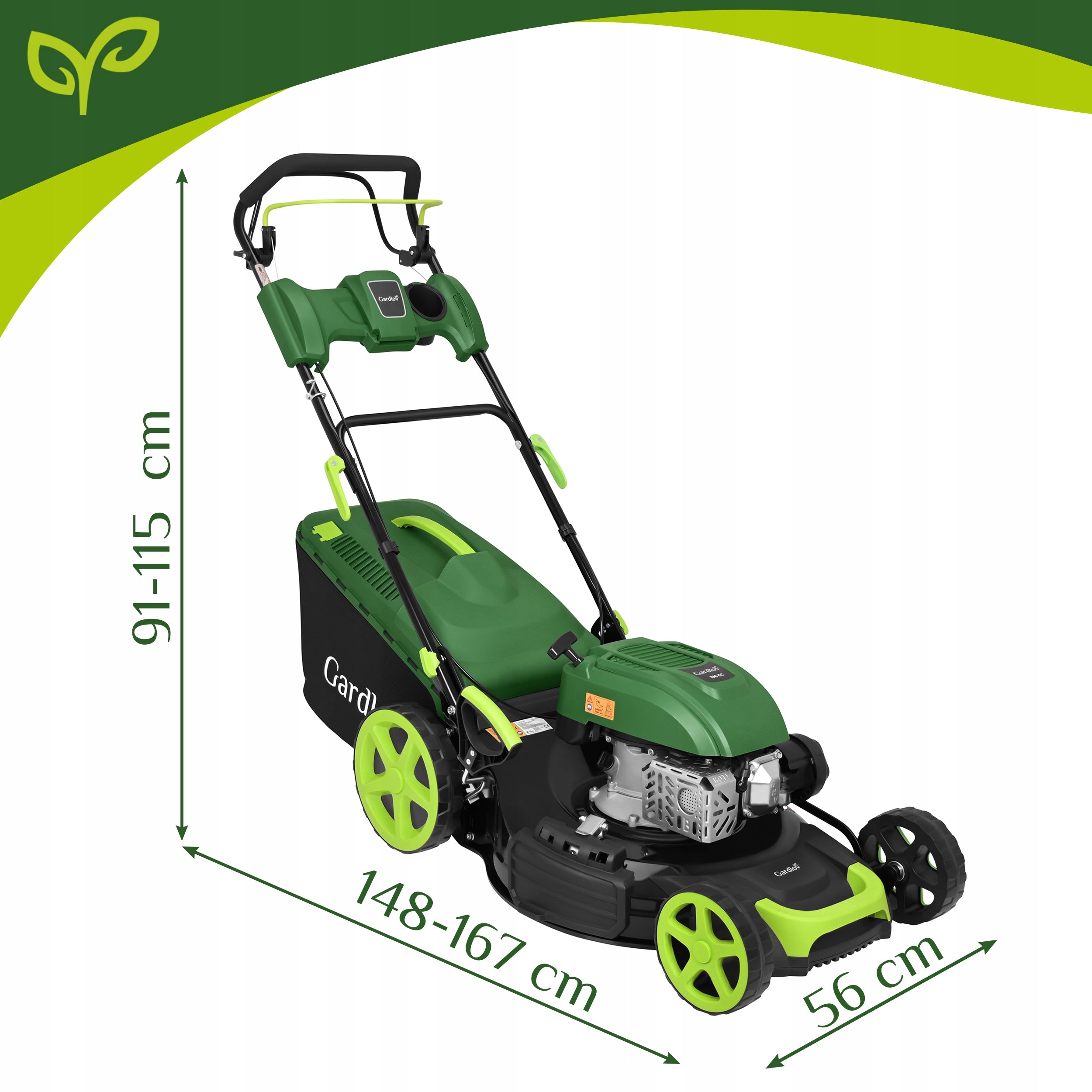 Combustion mower with Drive 51cm Strong196cc Grass 4in1 Mulching 60l Brand Gardlov
