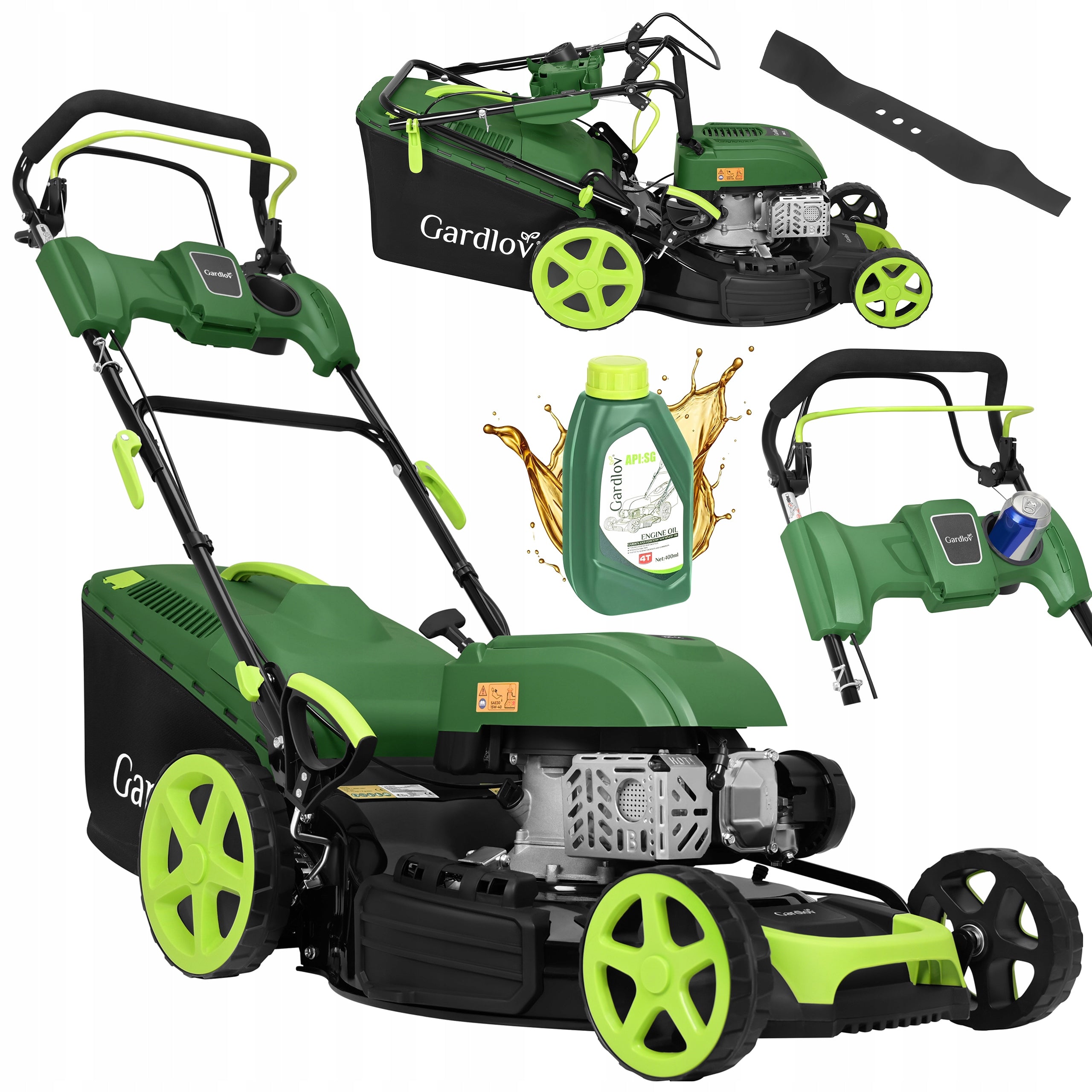 Combustion mower with Drive 51cm Strong196cc Grass 4in1 Mulching 60l