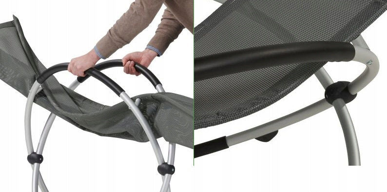 Comfortable Aluminum FOLDING Garden Lounger Chair Beach ROCKING Anthracite Brand Leco
