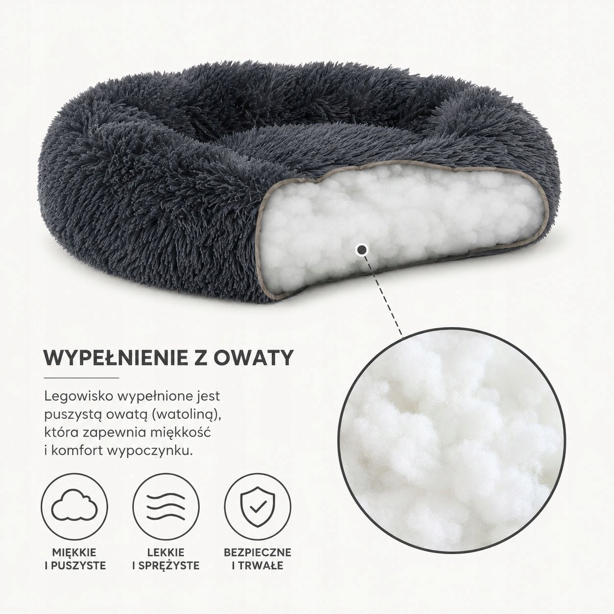 Comfortable dog and cat bed MILO 80 cm, fluffy, non-slip Manufacturer code IMP30472