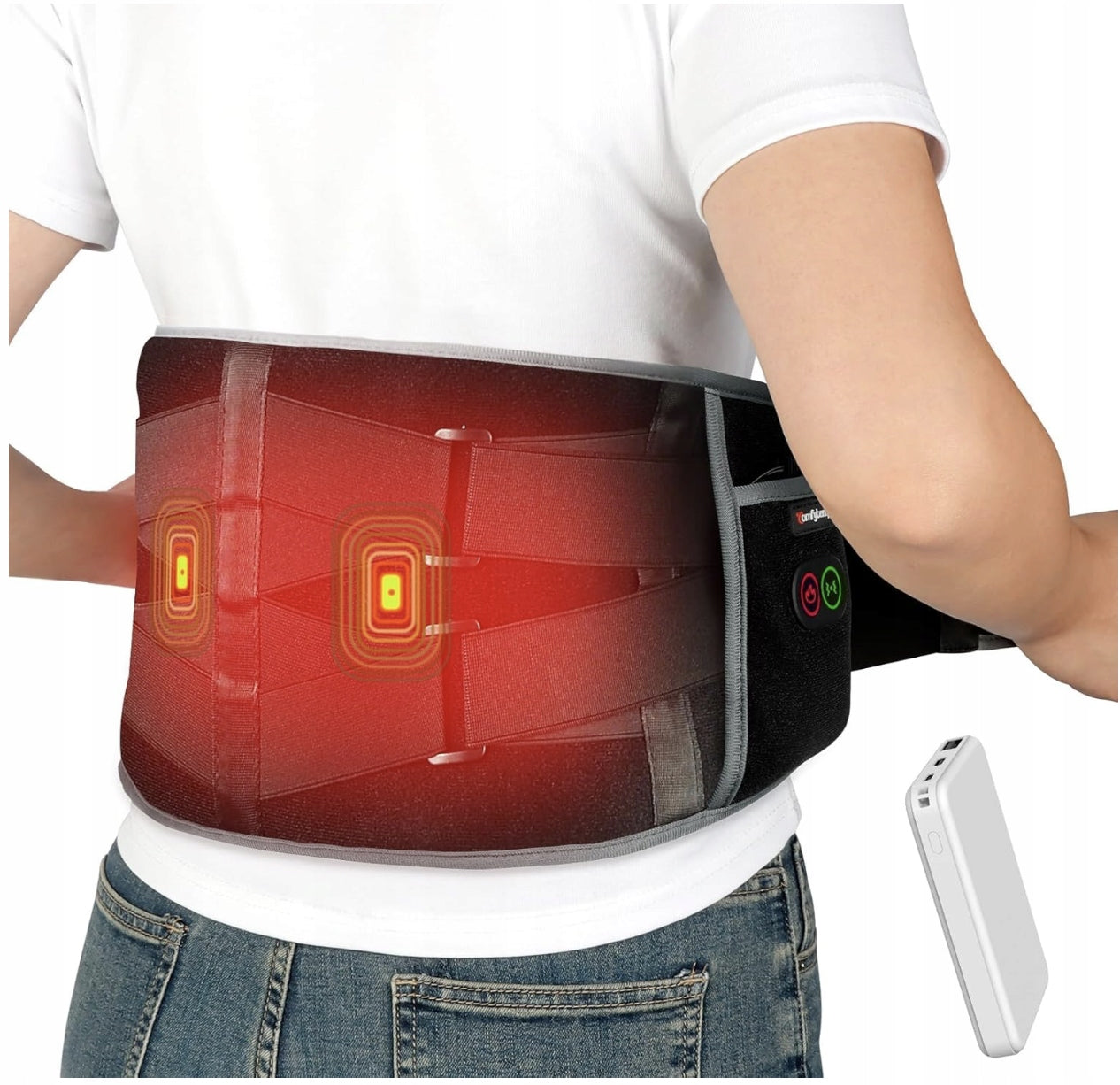 Comfytemp Heated Lumbar Belt Wireless Massage 3 Modes Black Medical device no