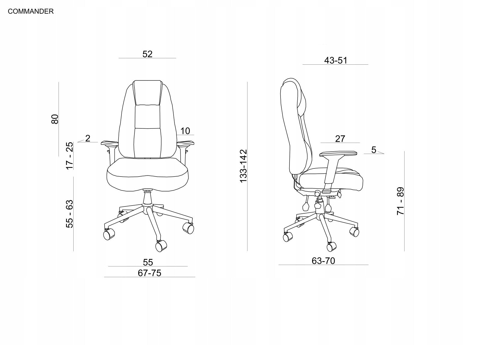 Commander ergo ergonomic swivel office chair Manufacturer code 5394-B