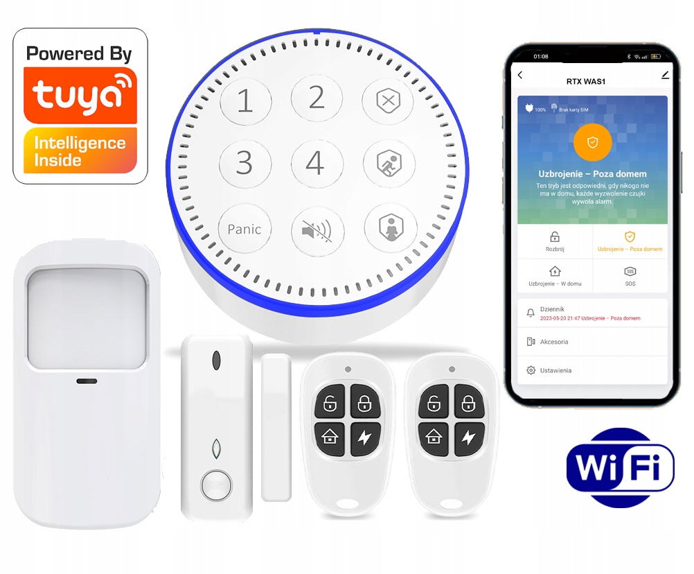 Compact Alarm RTX Wireless Sensors Pir Contactor Remote Controls TUYA WiFi