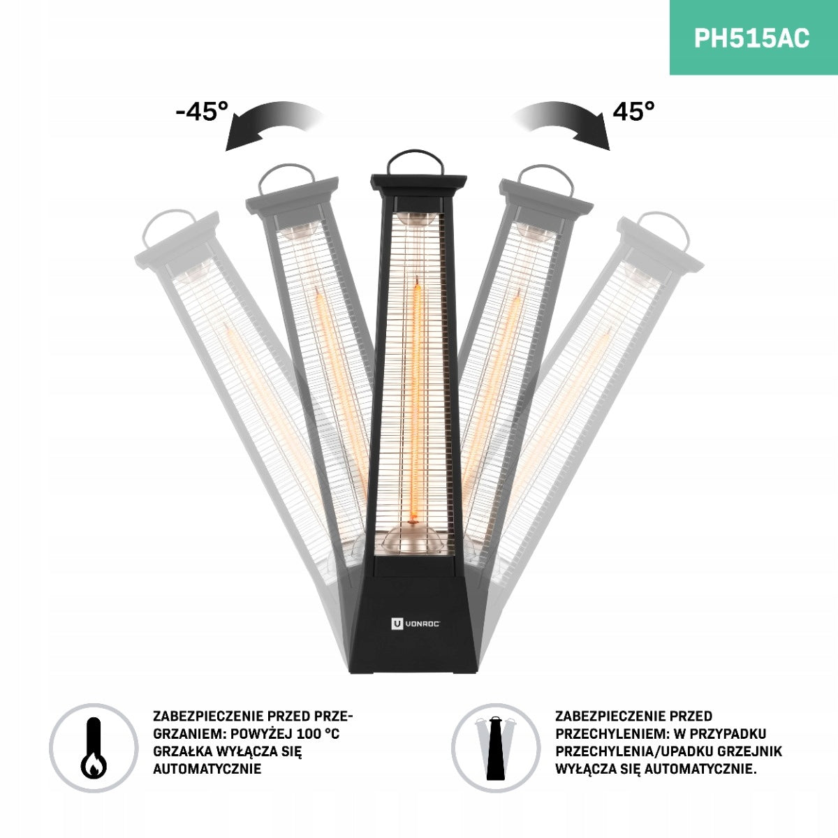 Compact Heater Alicudi 1500W terrace - infrared 360° standing Manufacturer code PH515AC#FF