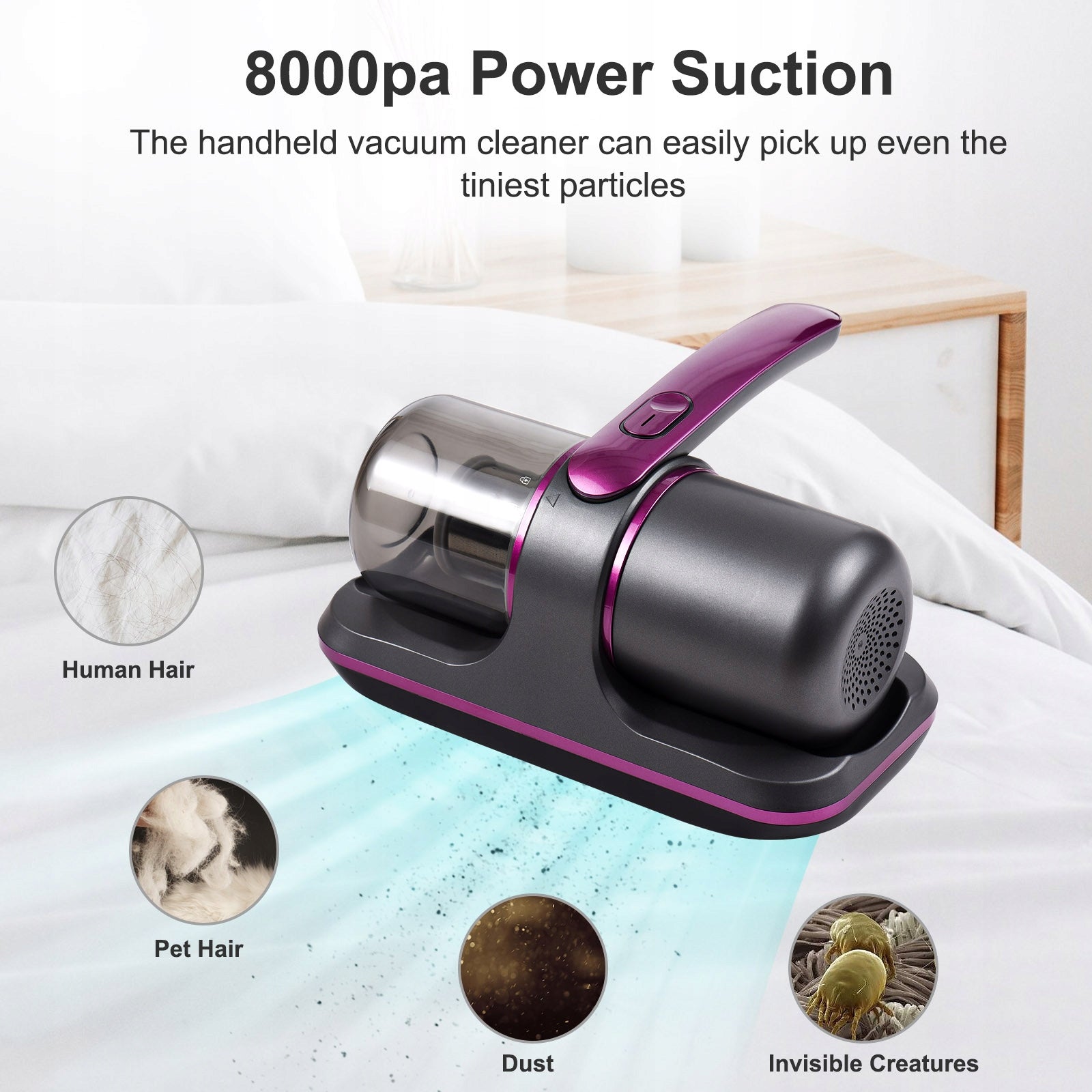 Compact Matress Purified Vacuum Cleaner 100W Handheld Cordless with 35 Kind other
