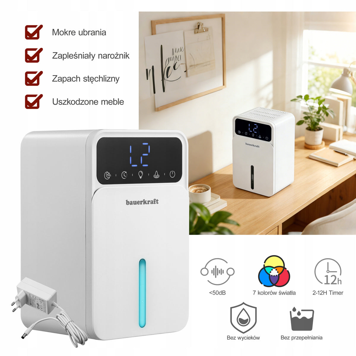 Compact Quiet Mini Dehumidifier Moisture Absorber 350ml/24h 1,2l Packaging status original