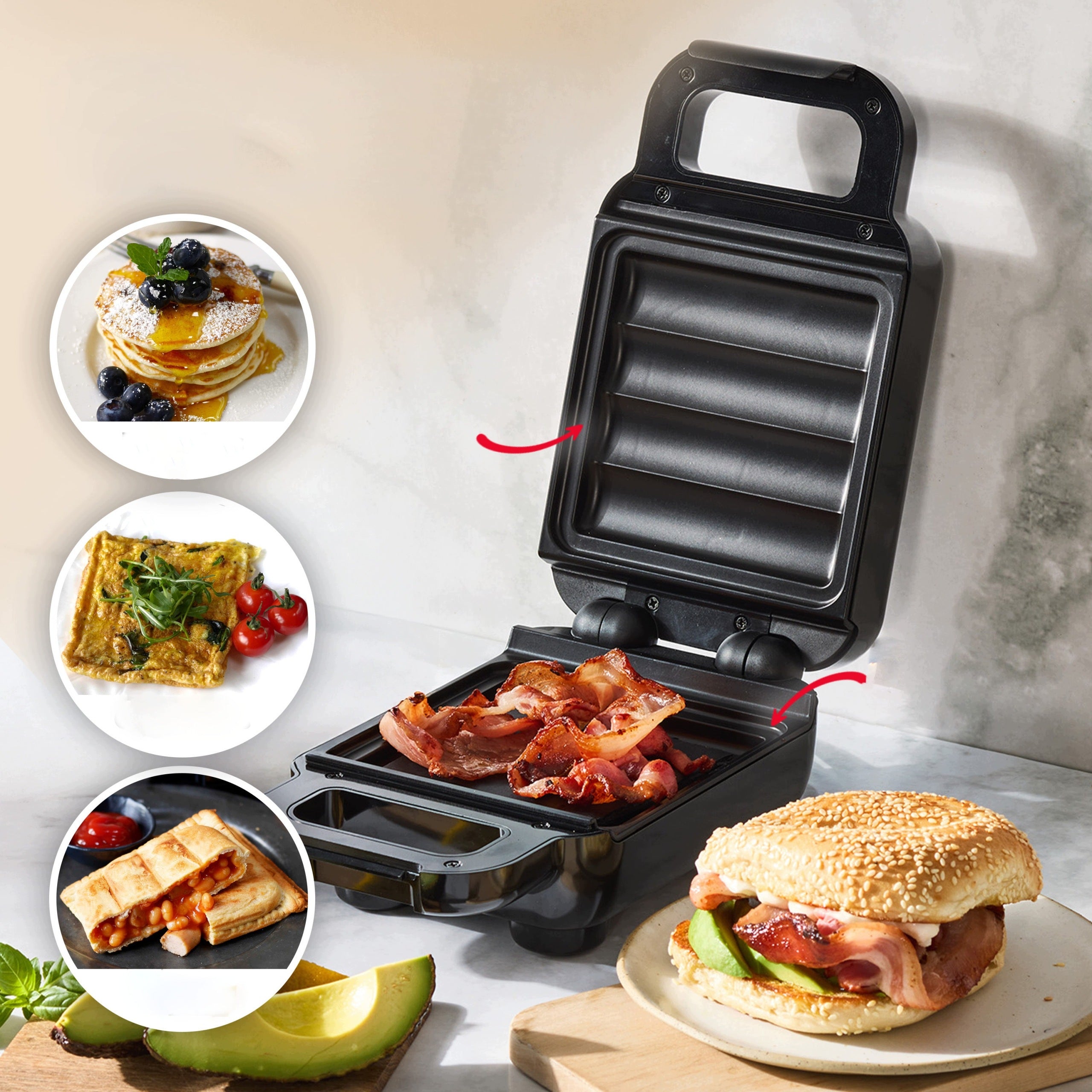 Compact Waffle Maker for Snack Omelettes Breville Solo Maker Packaging status original