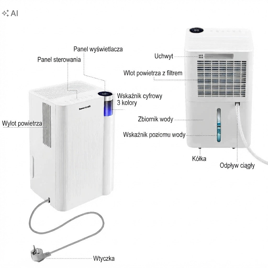 Compact dehumidifier moisture absorber Bauerkraft 12l/24h timer Medical device no