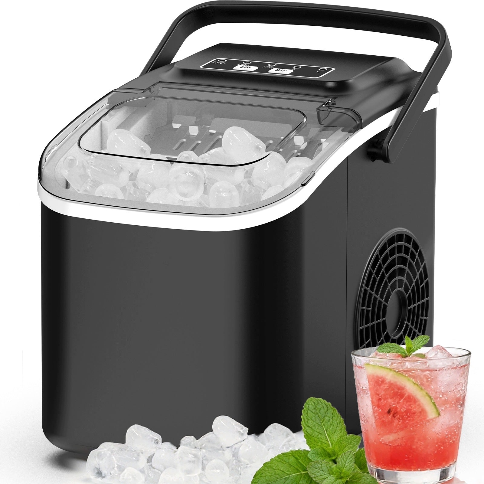 Compact ice maker with removable parts, easy to use,