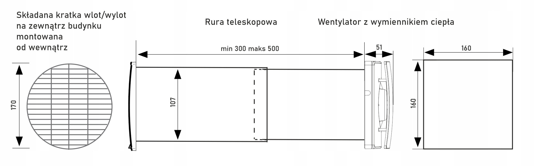 Compact wall heat recovery unit VANTUBO RECDUO 100 BASE MADE IN ITALY Kind heat recovery ventilator