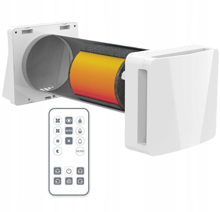 Compact wall recuperator REQU2 + 100 remote control 30m3/h humidity sensor