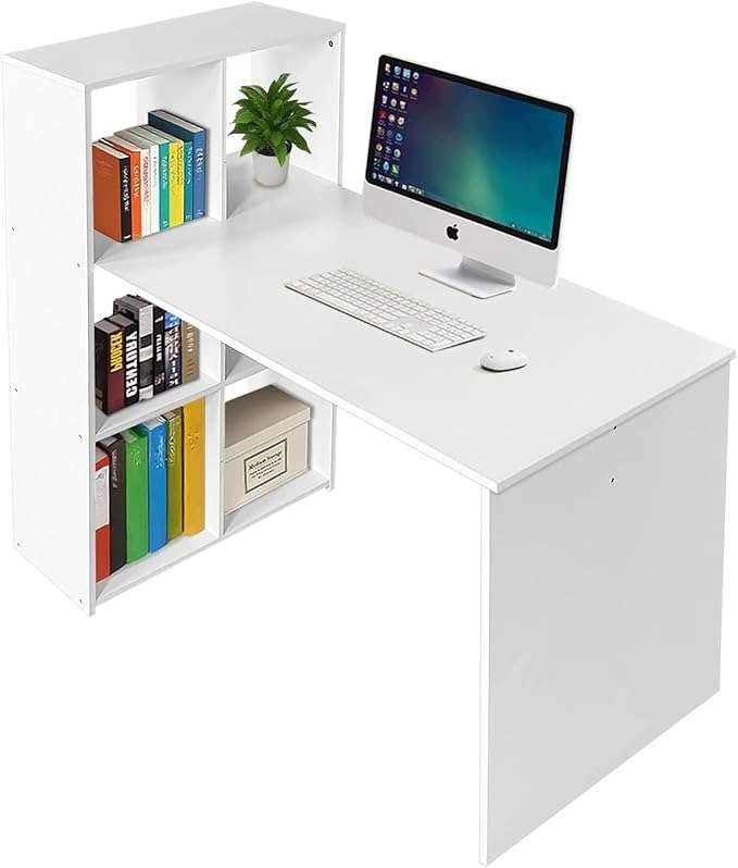 Computer desk 120 x 63cm with bookcase Colour White