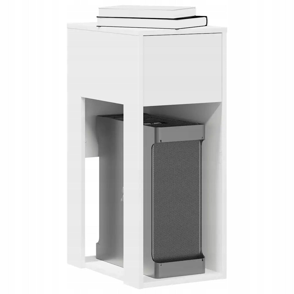 Computer stand with drawer, white, 30x44x74 cm