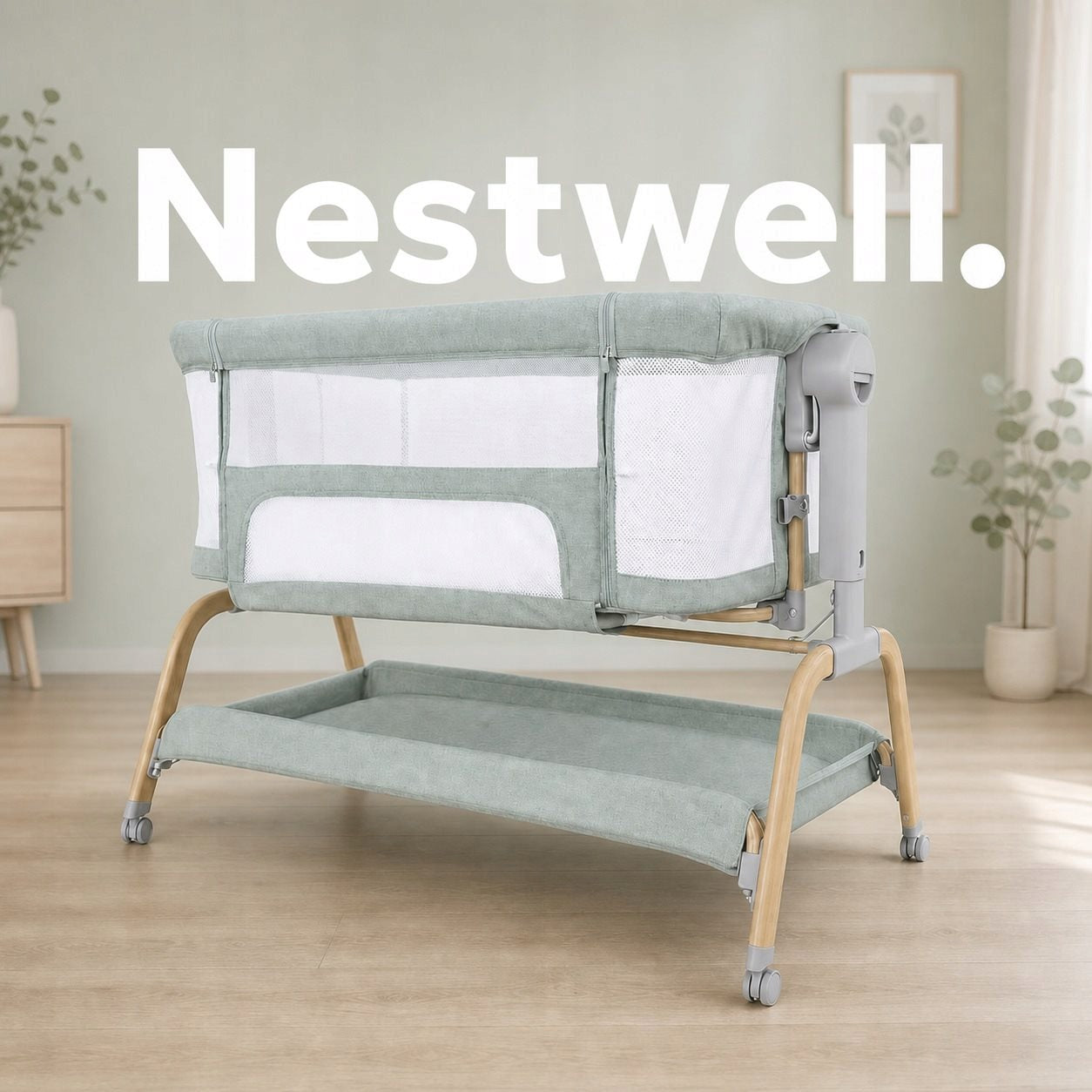 Concepthood Nestwell Crib with Crib Sage Green