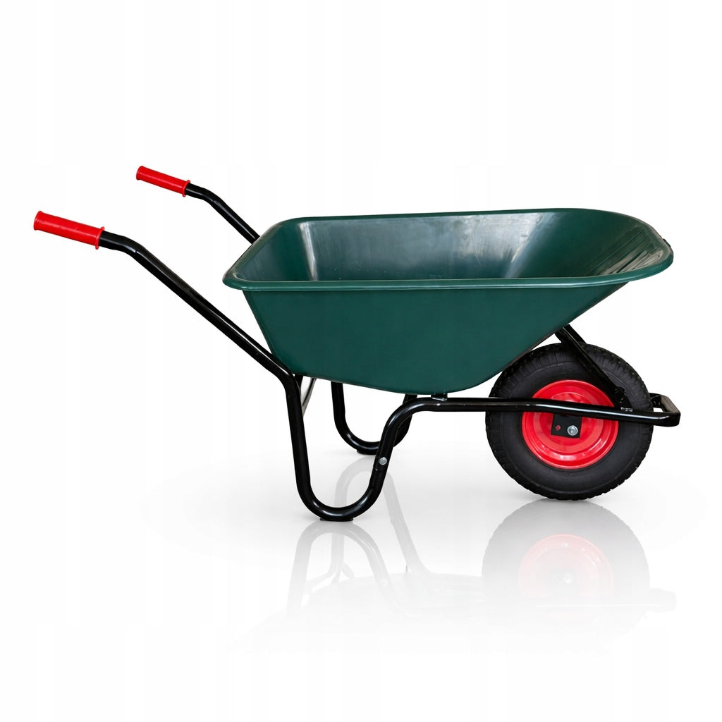 Construction Garden Wheelbarrow PREMIUM 140l - Strong, Green, Pumped wheel Packaging status original