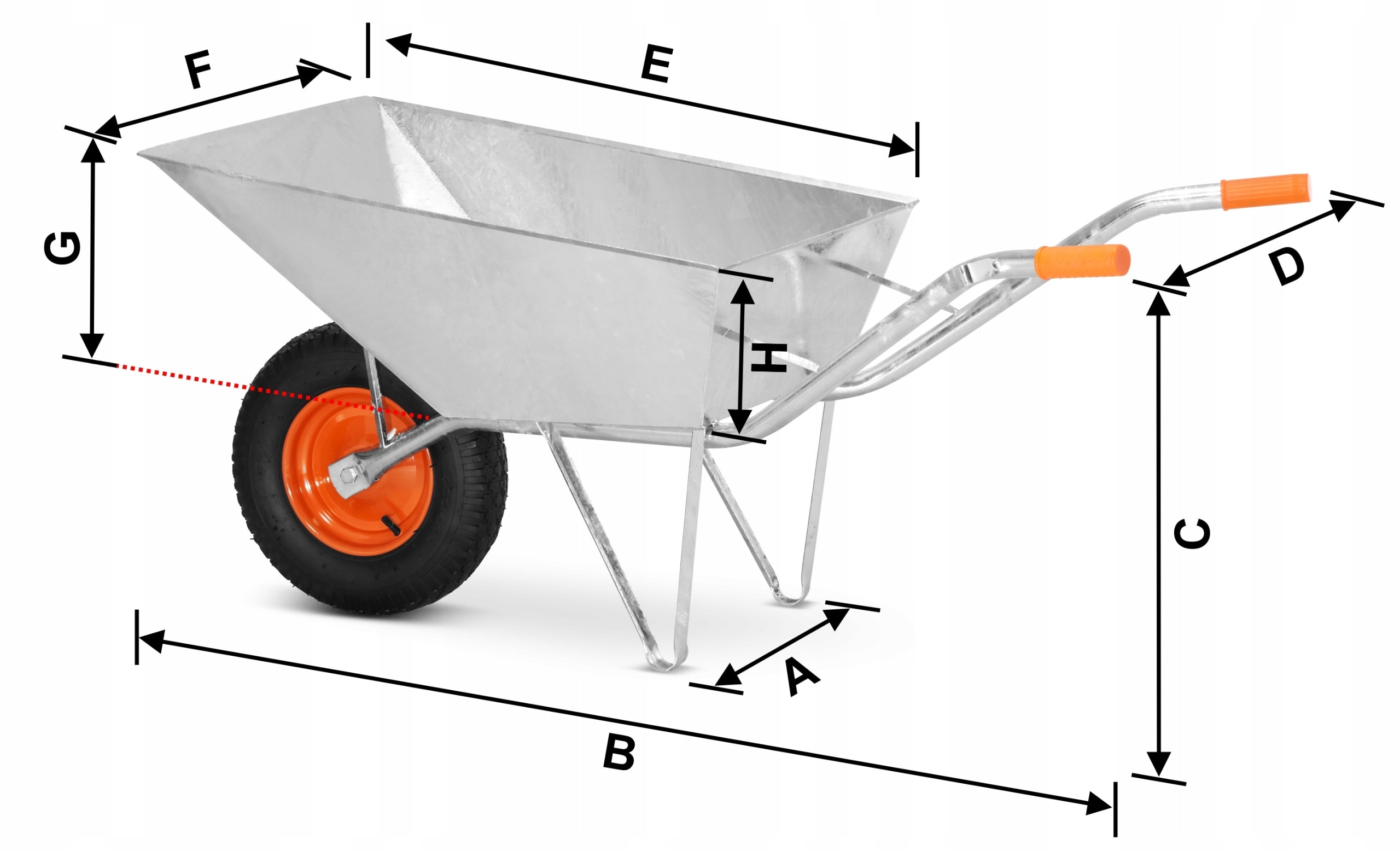 Construction Garden Wheelbarrow Welded Steel GALVANIZED HIGHER 120L 210kg Brand Higher