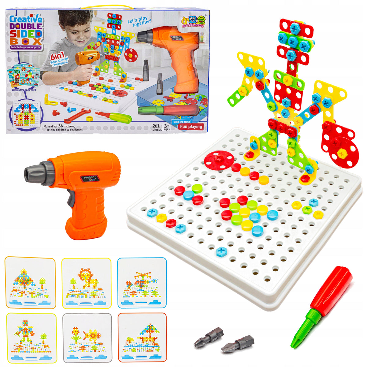 Construction Set 3D Puzzle Blocks Creative Mosaic Screwdriver 261 El