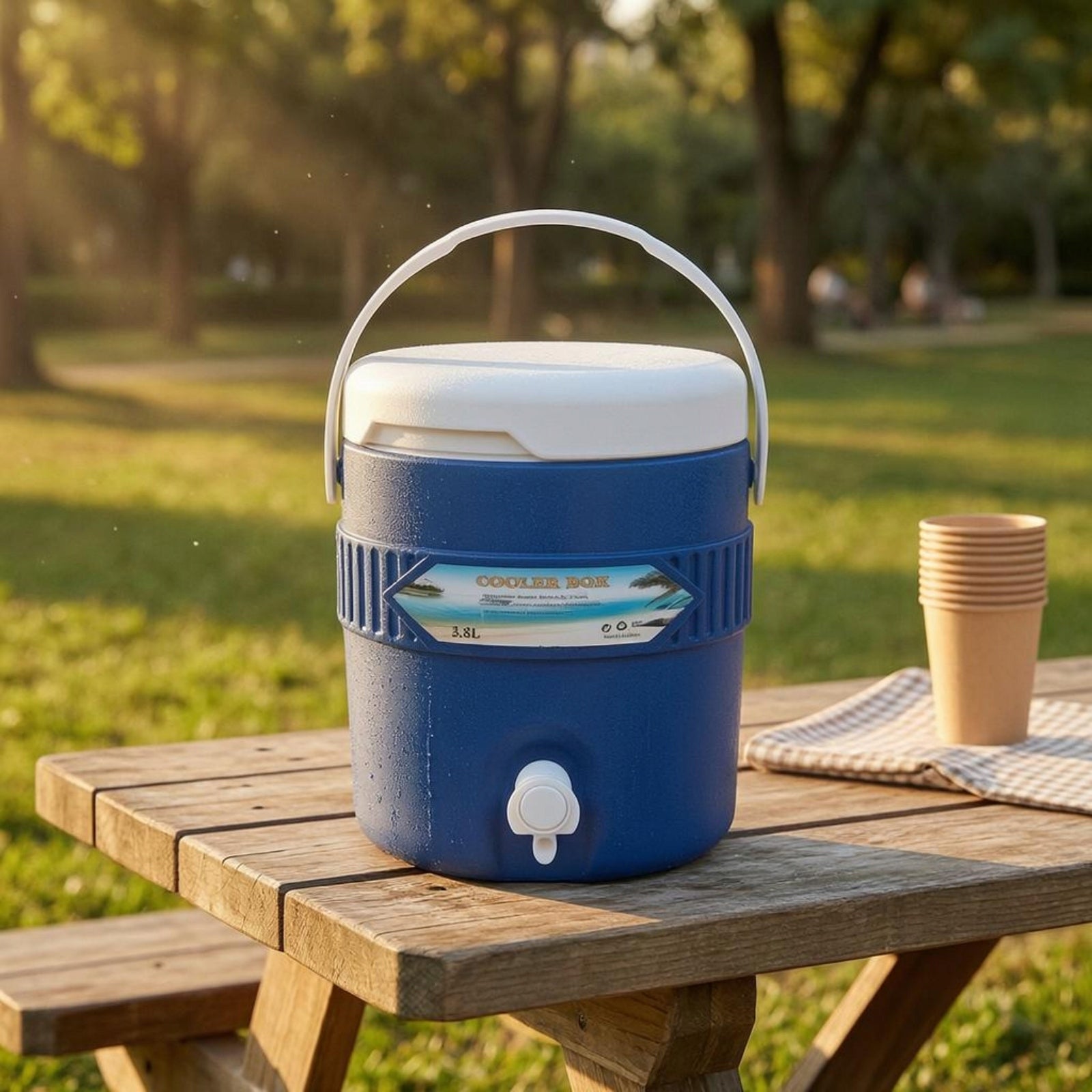 Container with Drain Tap Cylindrical Insulated Container Round Brand no brand