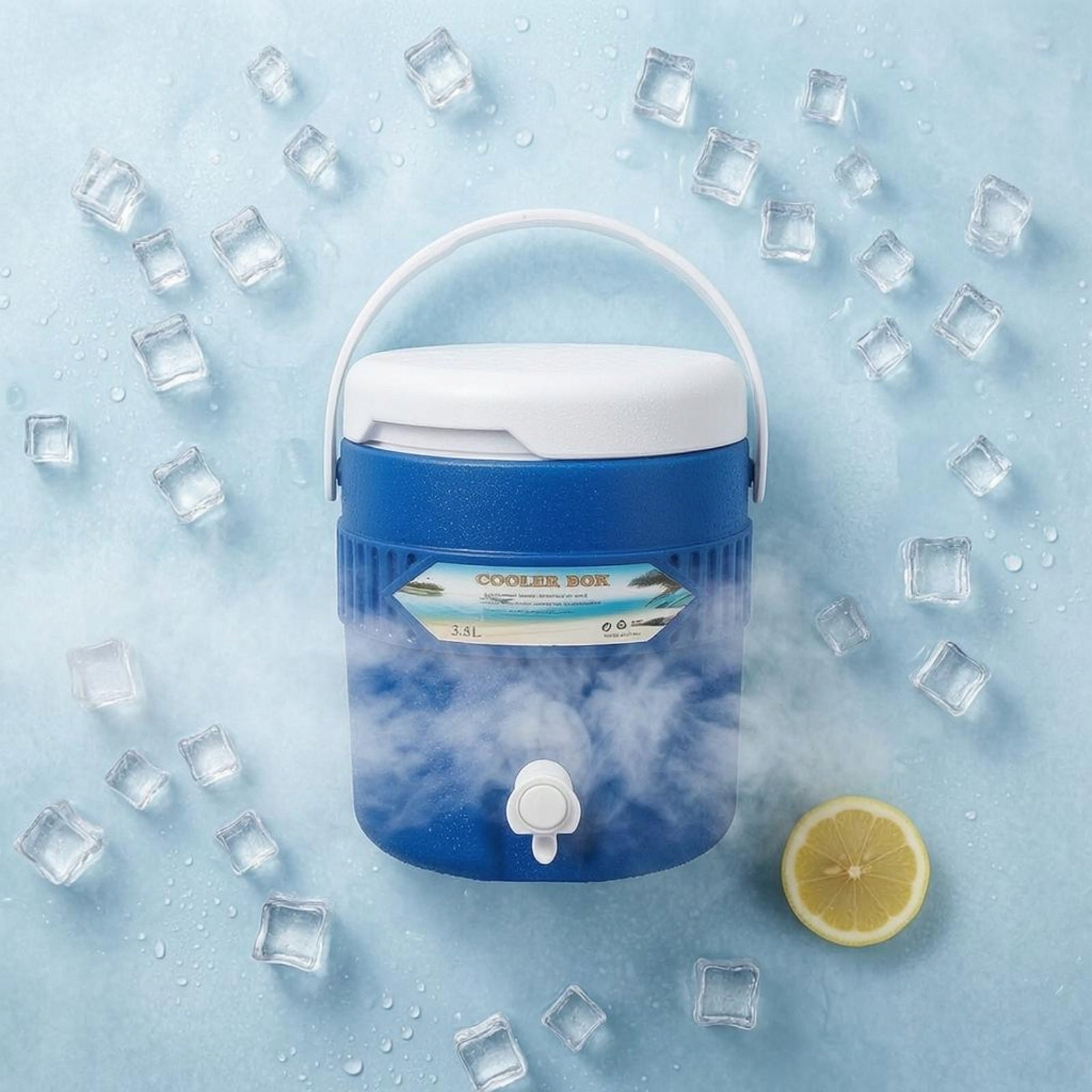 Container with Drain Tap Cylindrical Insulated Container Round Packaging status original