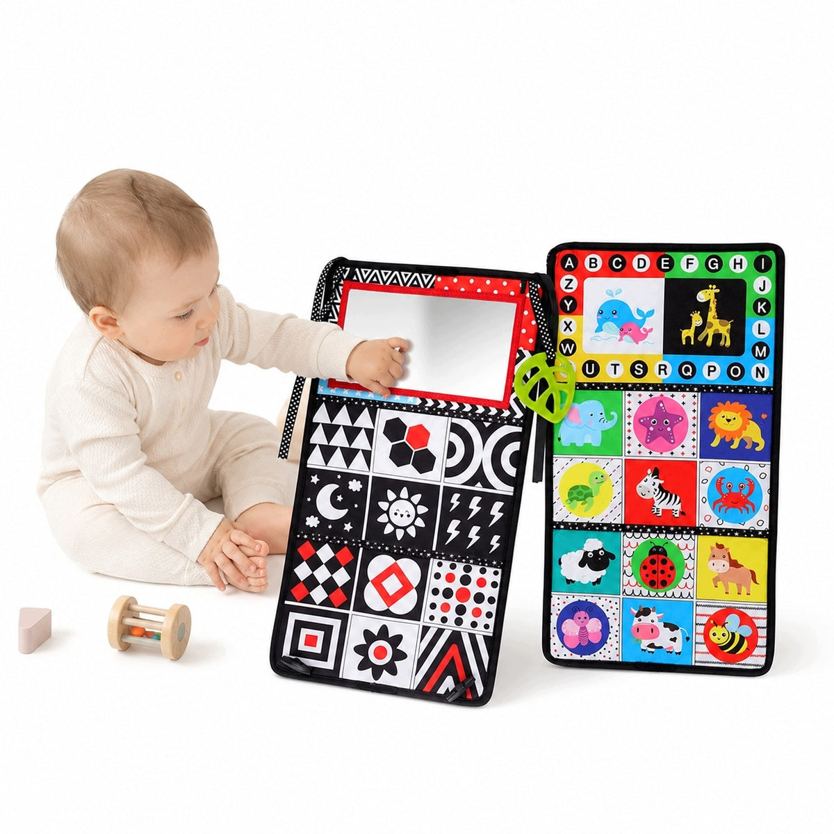 Contrast Book Sensory Toy with Mirror for Infants Designs