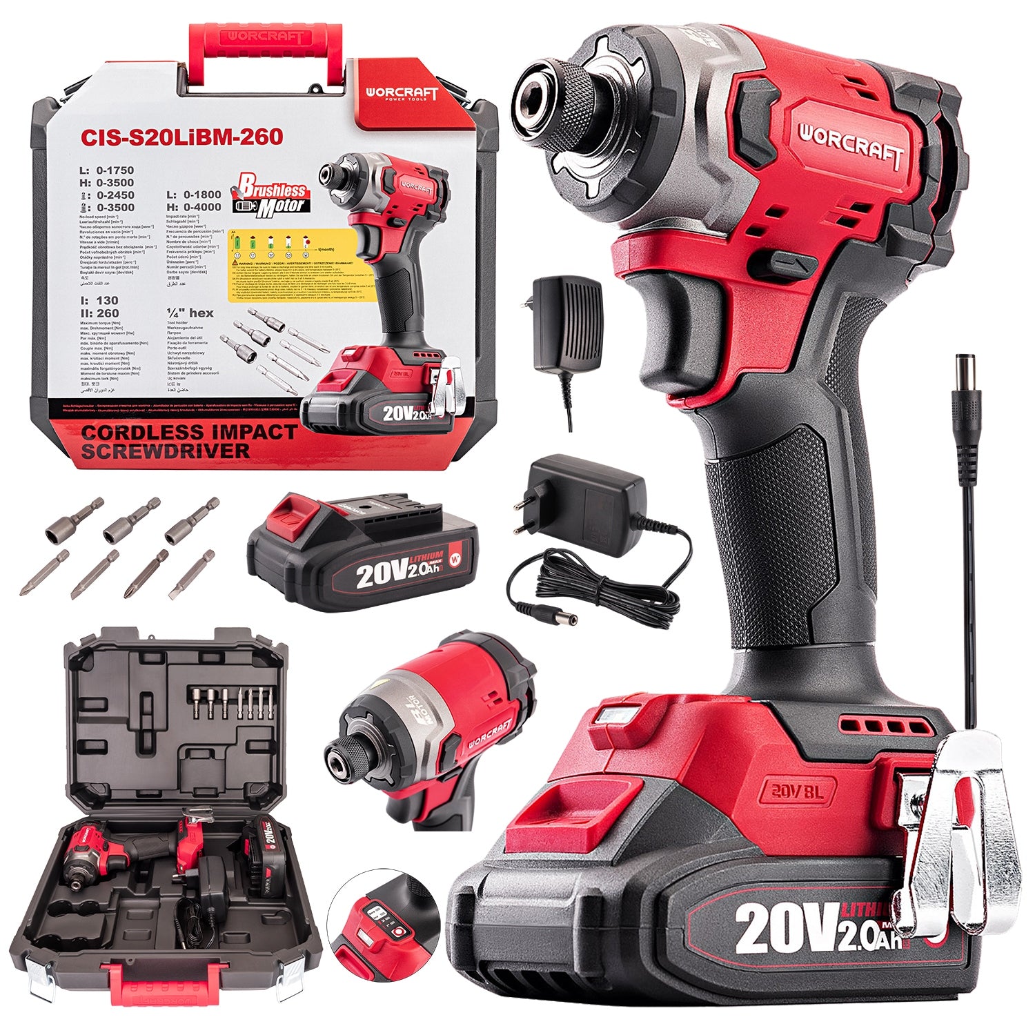 Cordless 2Ah Brushless Impact Driver CIS-S20LIBM-260 +Case