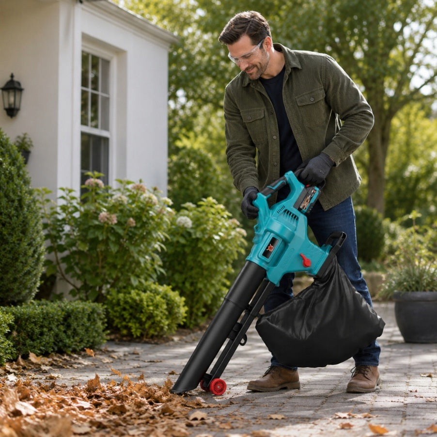 Cordless 3in1 24V 5.0Ah Leaf Vacuum Cleaner and Blower with Shredder Brand Heckermann