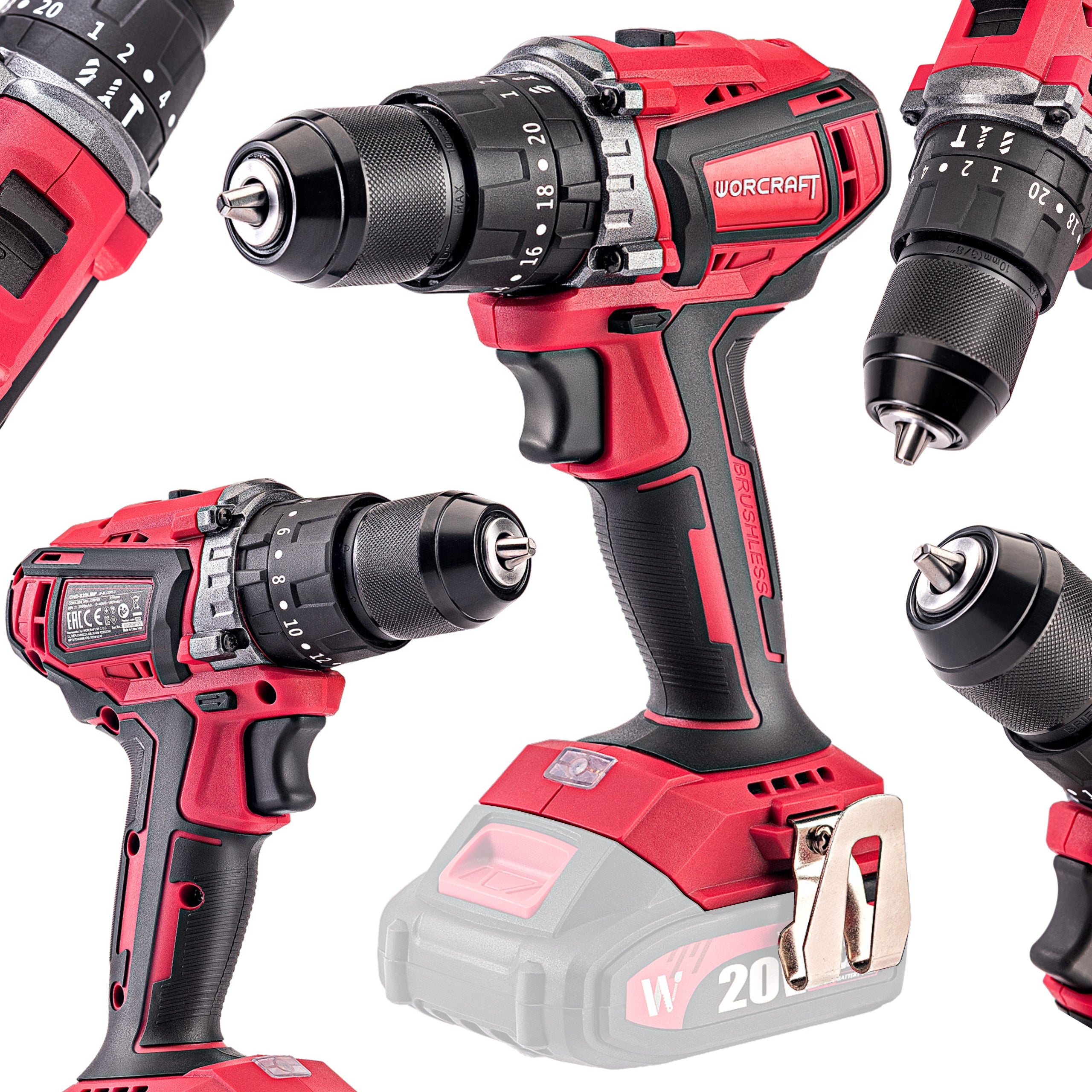 Cordless Brushless Drill/Driver UDAR Worcraft CHD-S20LIBE