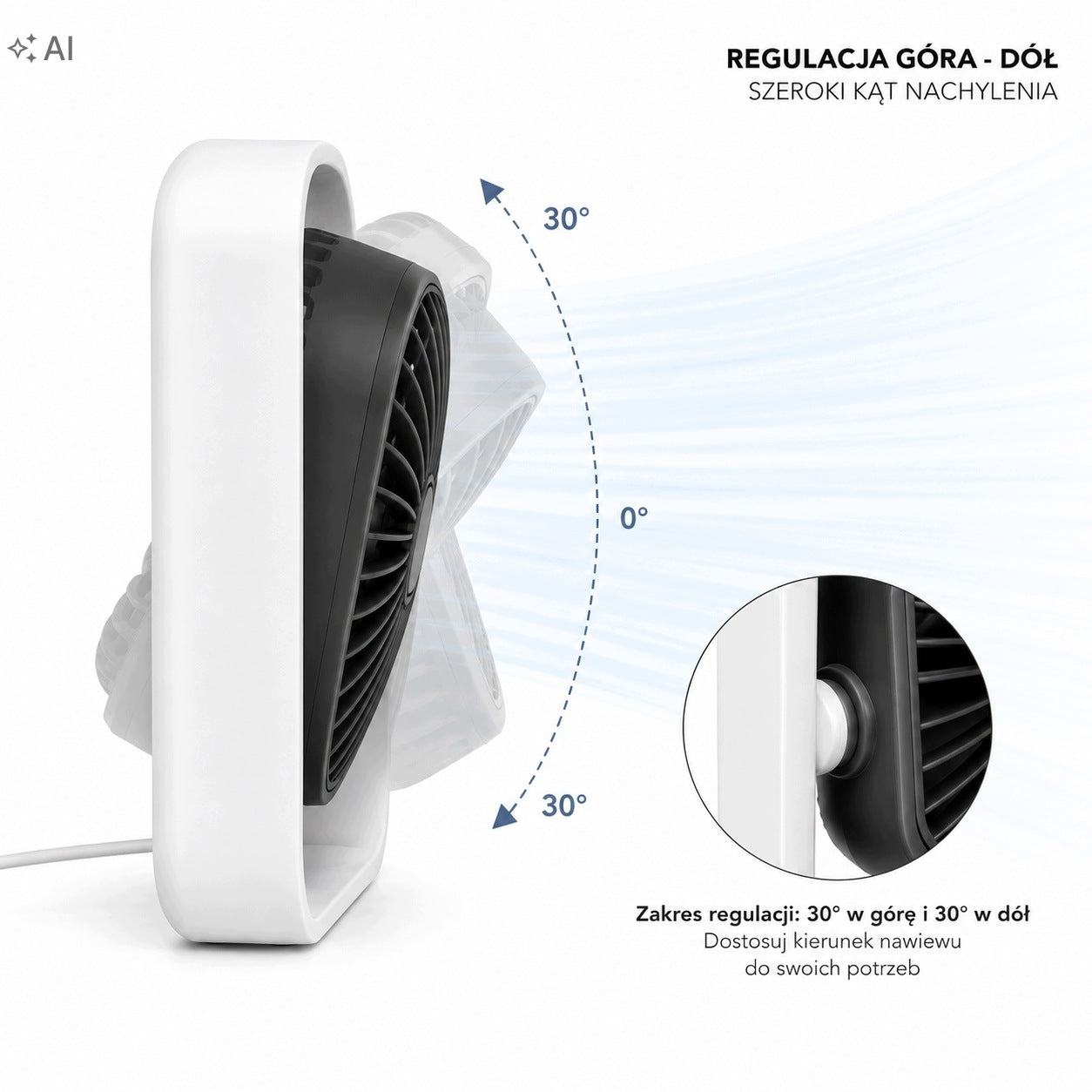 Cordless Desk Fan Mini Portable Quiet Adjustable White Packaging status original